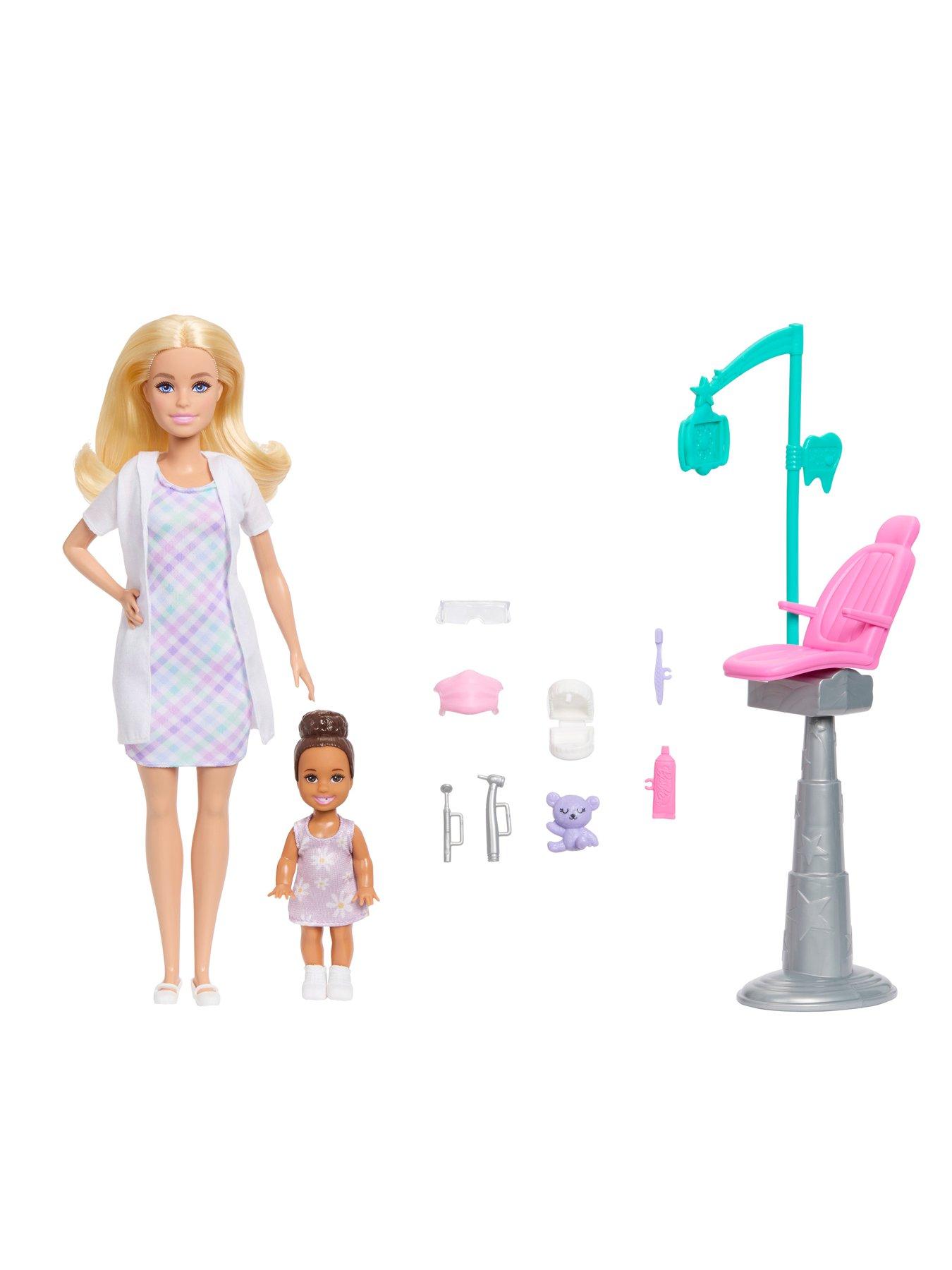 Image 3 of 7 of Barbie Careers Dentist Playset with Blonde Fashion Doll, Small Doll, Examination Chair &amp; Accessories