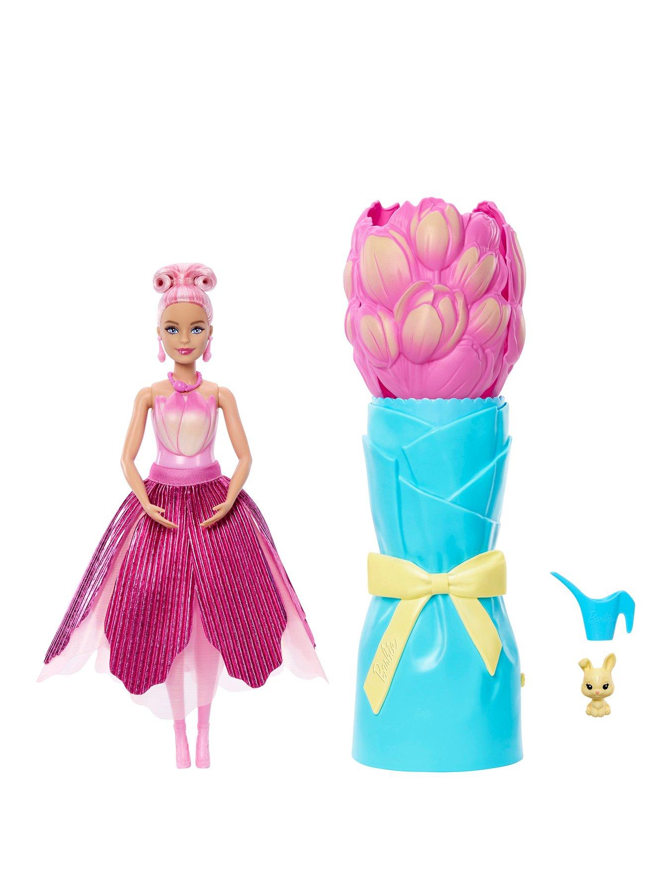 Barbie Barbie Petal Pop Scented Fashion Doll with Pink Tulip Dress, Reveal Accessories like Bunny  &  More