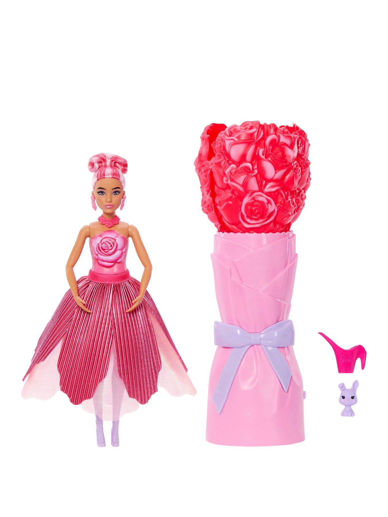 Image 1 of 8 of Barbie Petal Pop Scented Fashion Doll with Rose Dress, Reveal Accessories like Bunny &amp; More