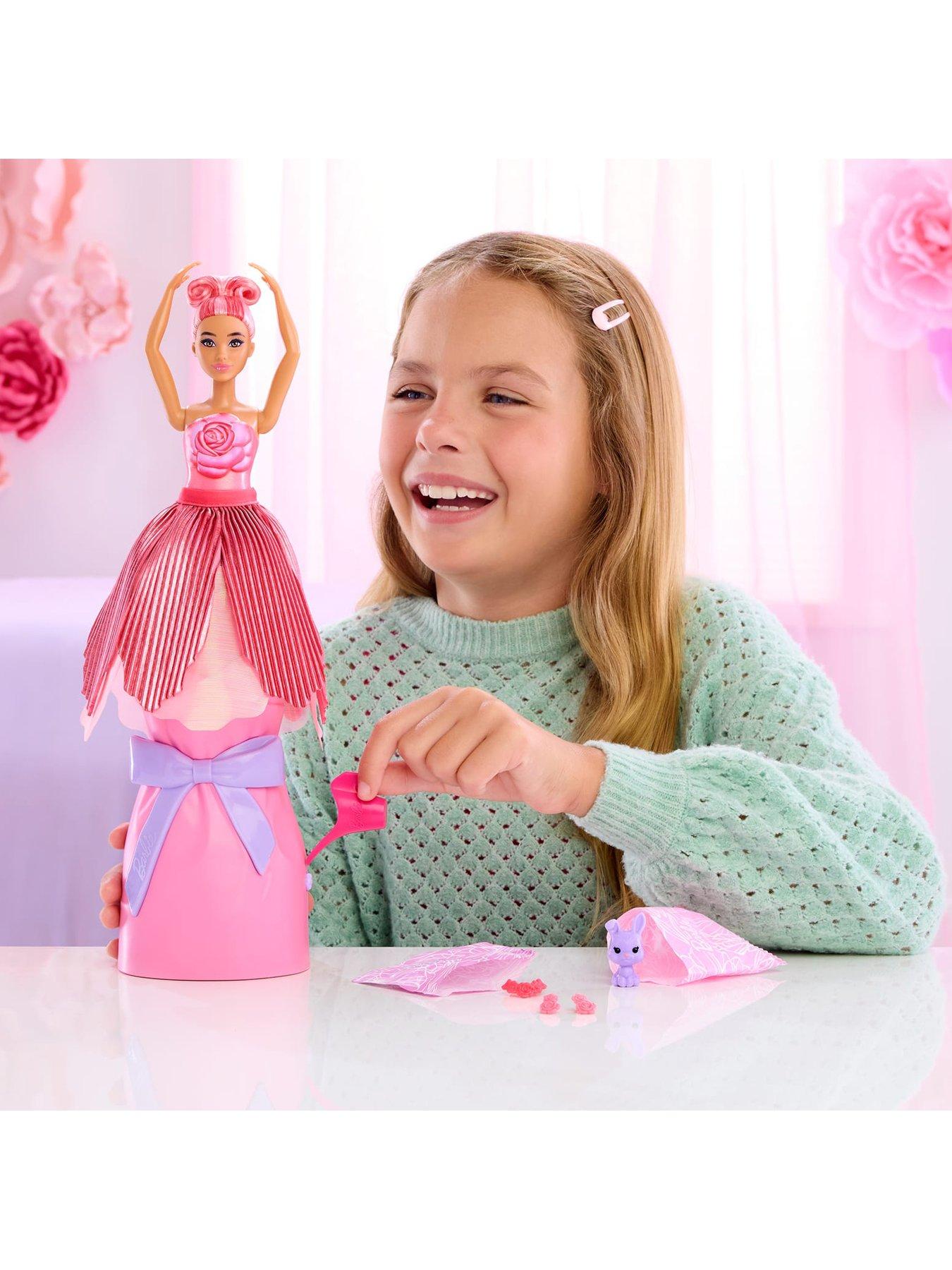 Image 2 of 8 of Barbie Petal Pop Scented Fashion Doll with Rose Dress, Reveal Accessories like Bunny &amp; More