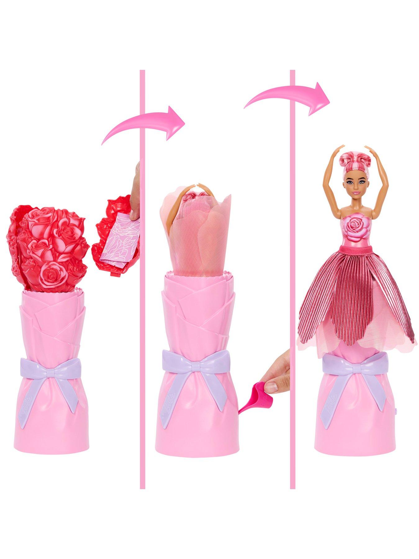 Image 3 of 8 of Barbie Petal Pop Scented Fashion Doll with Rose Dress, Reveal Accessories like Bunny &amp; More