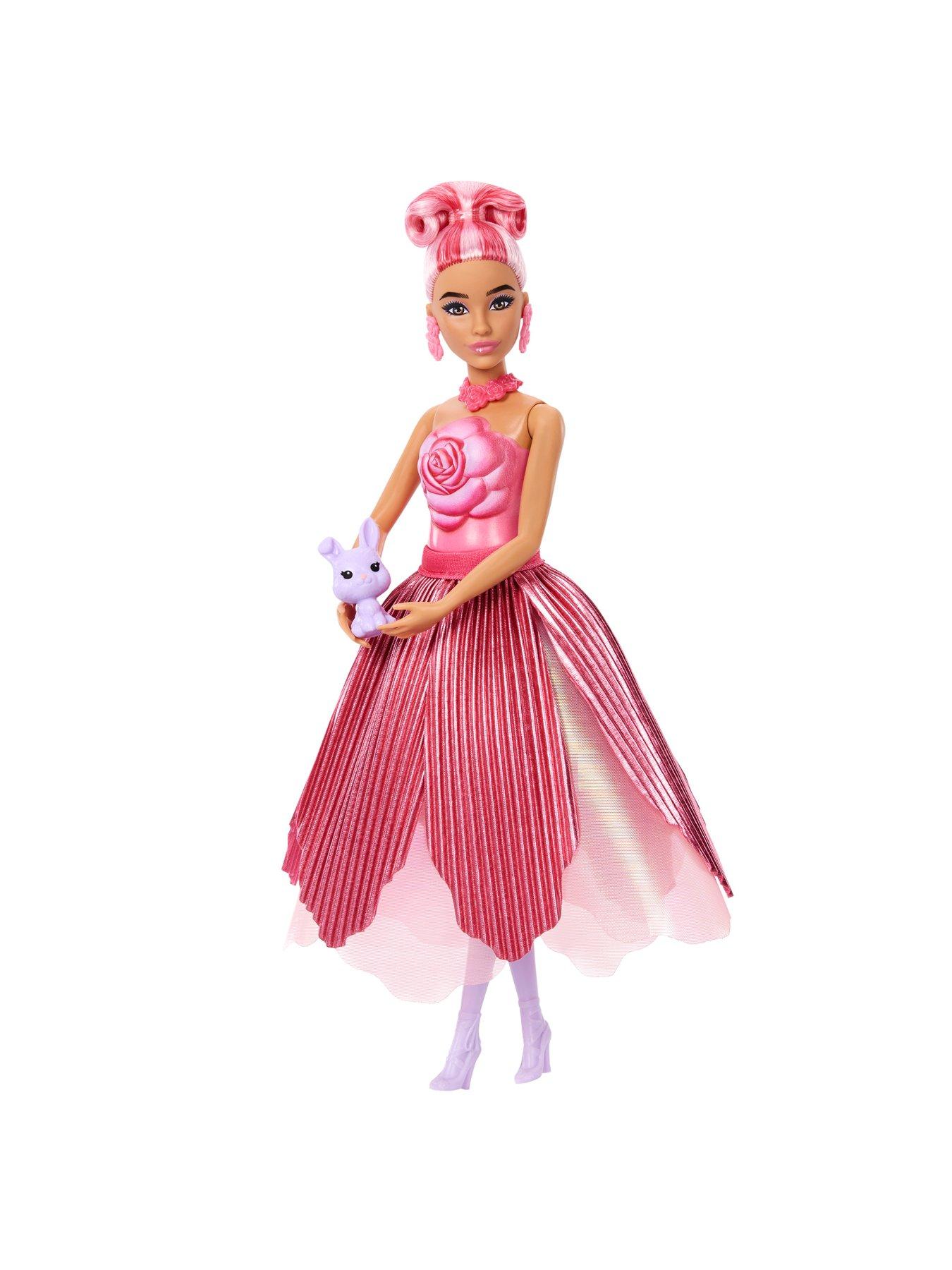 Image 4 of 8 of Barbie Petal Pop Scented Fashion Doll with Rose Dress, Reveal Accessories like Bunny &amp; More