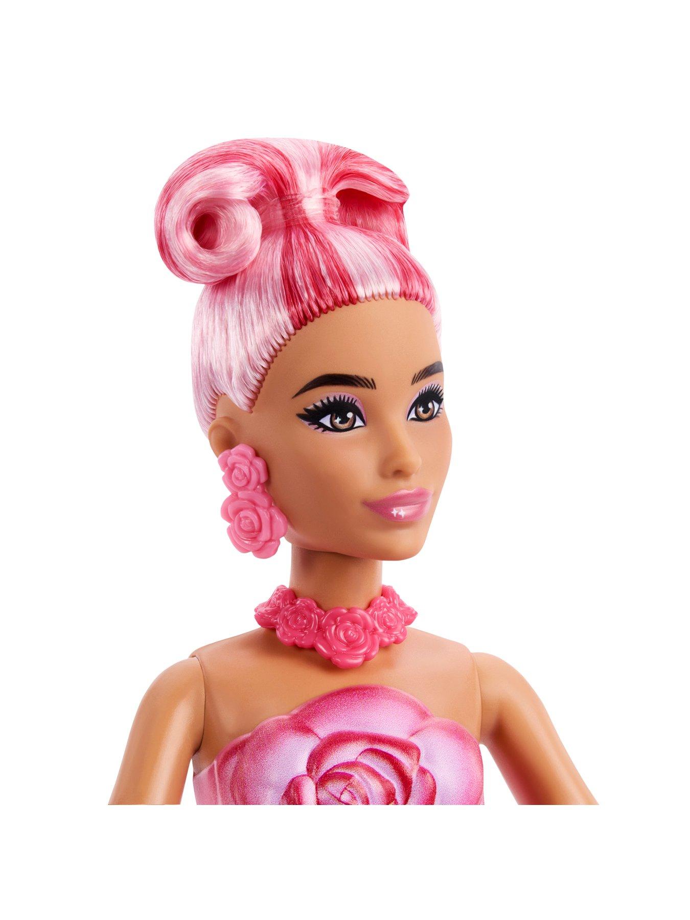 Image 5 of 8 of Barbie Petal Pop Scented Fashion Doll with Rose Dress, Reveal Accessories like Bunny &amp; More