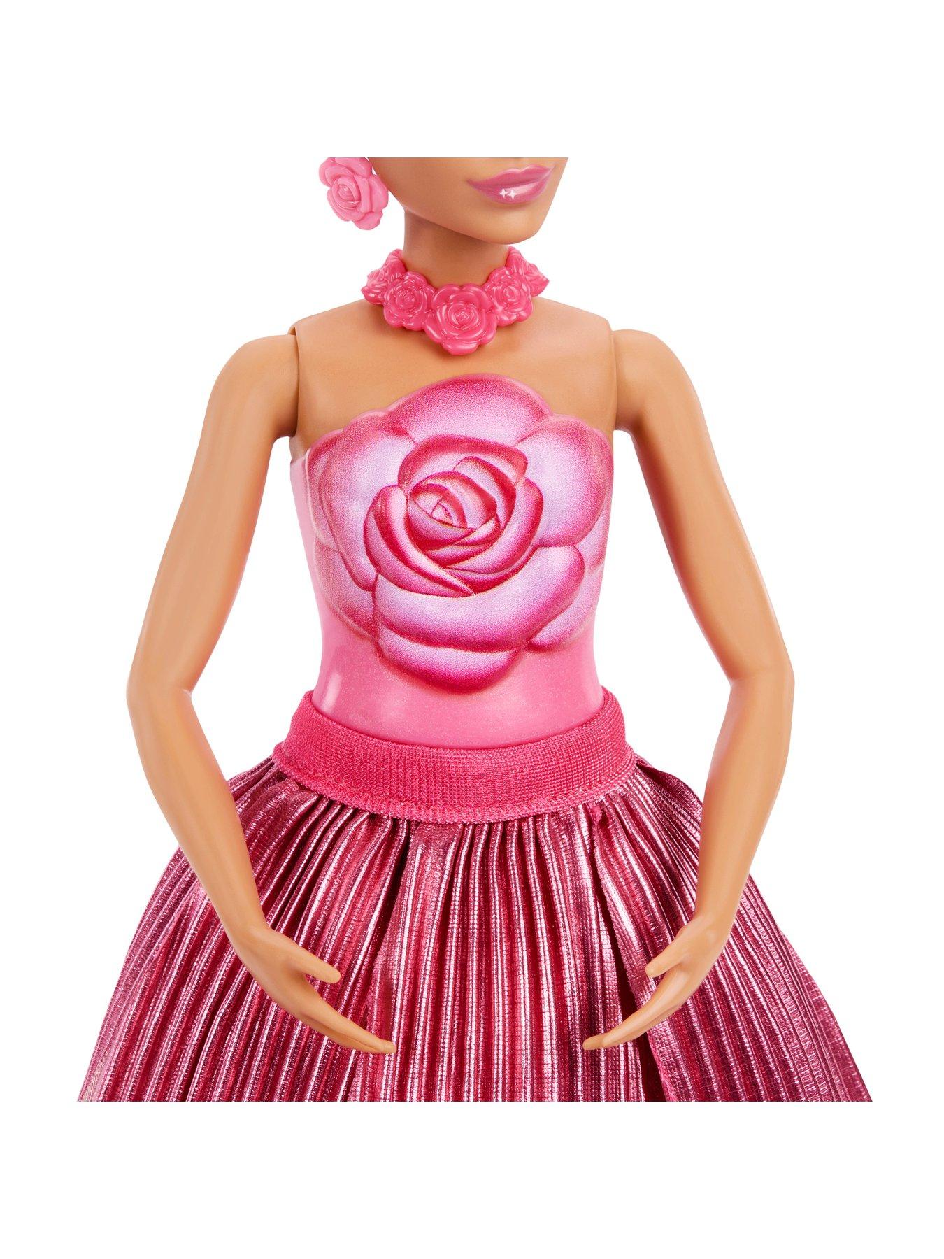 Image 6 of 8 of Barbie Petal Pop Scented Fashion Doll with Rose Dress, Reveal Accessories like Bunny &amp; More