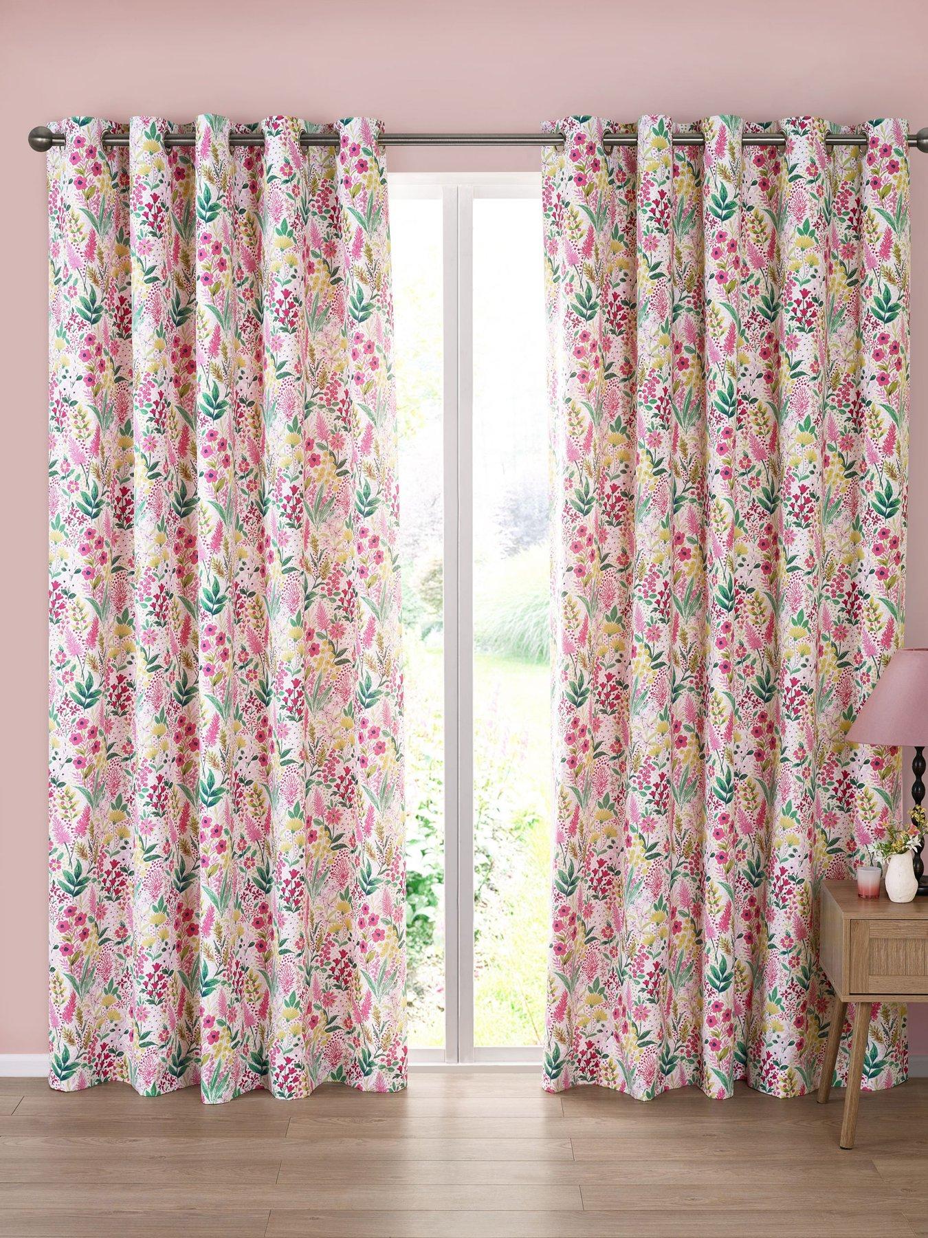 Image 1 of 4 of Catherine Lansfield Tilly Floral Curtains 66X90 Inch