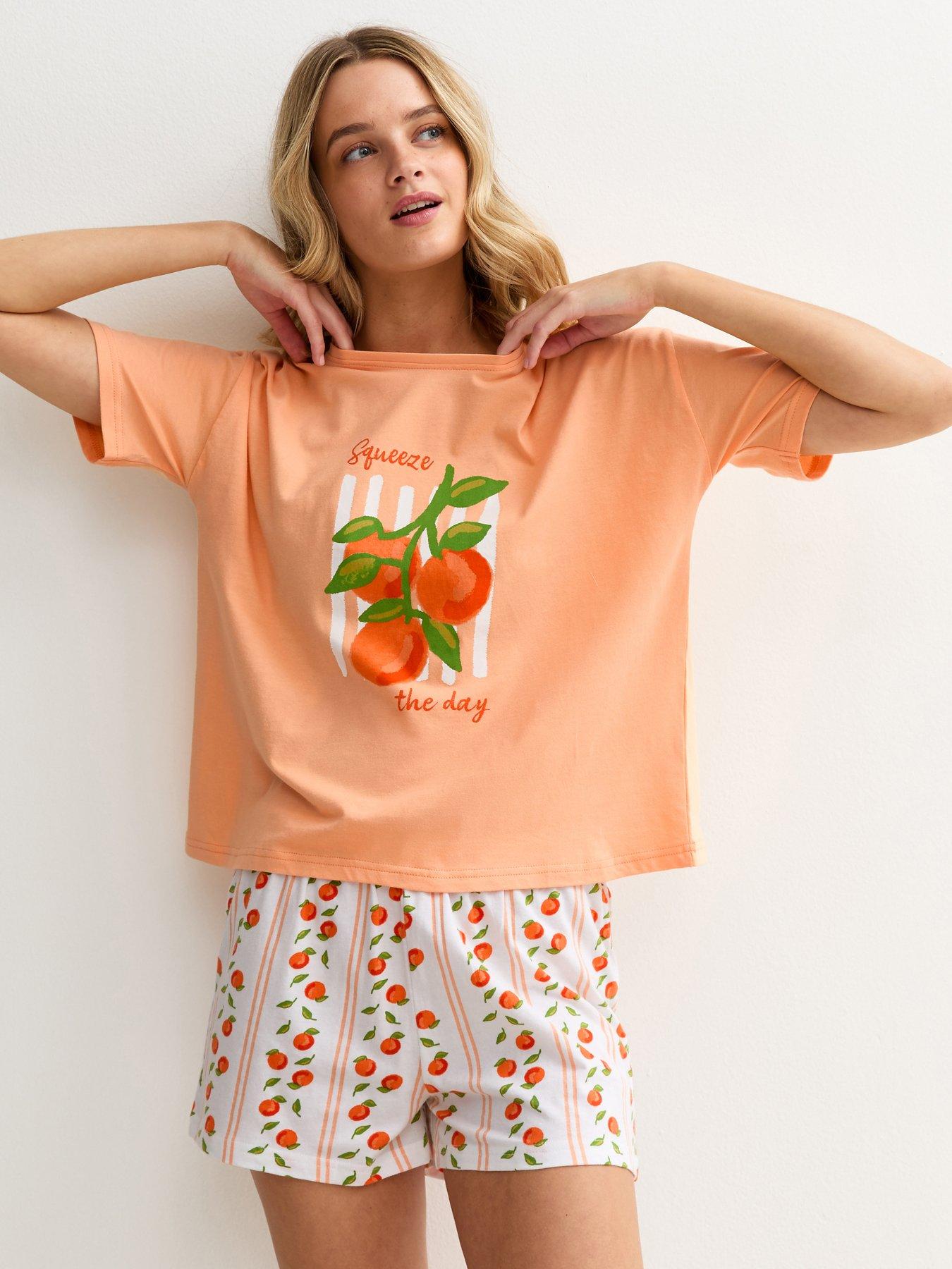 new-look-fruit-t-shirt-and-shorts-pyjama-set-orange