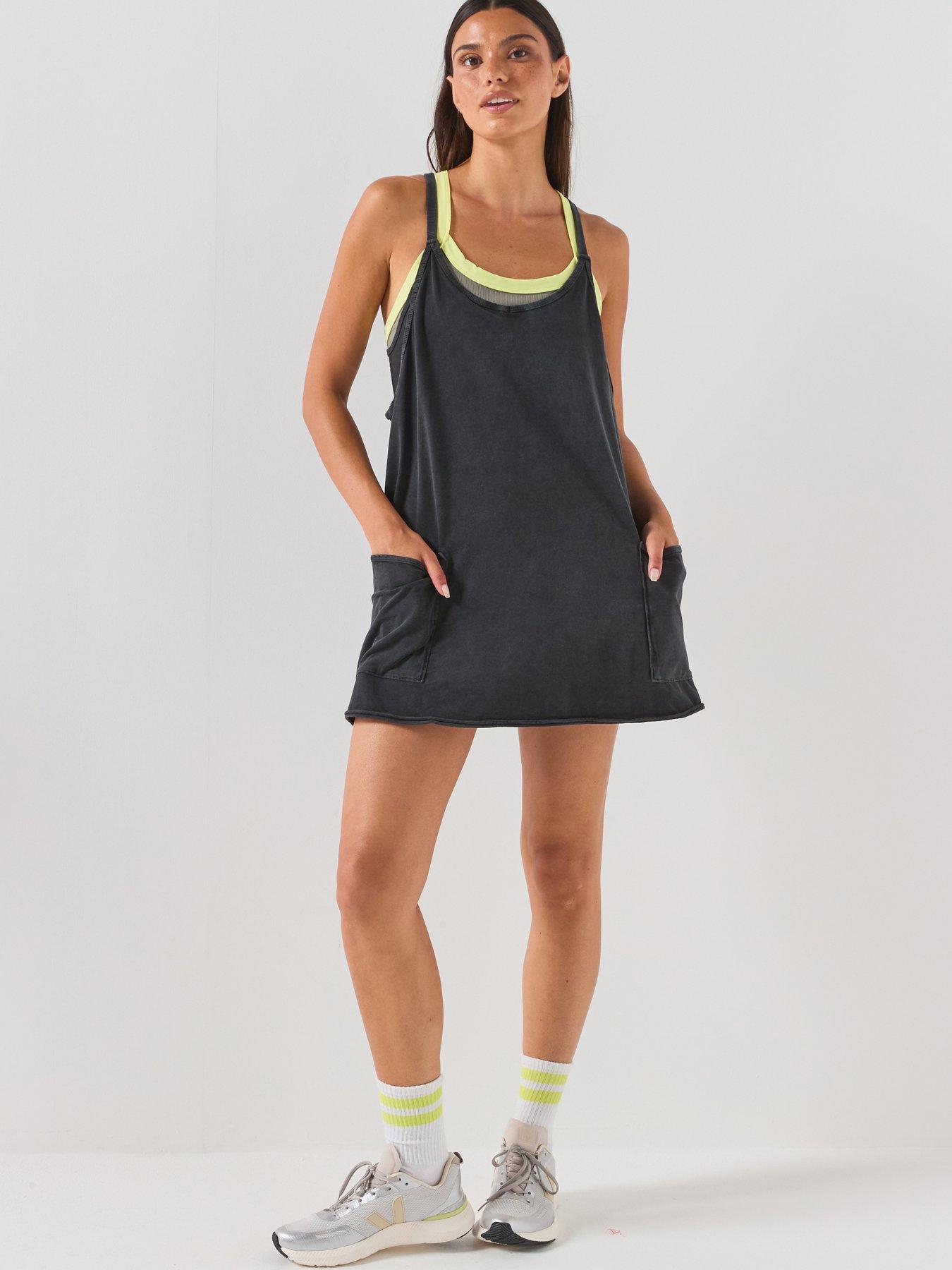 FP Movement Womens Training Hot Shot Mini Dress With Built-In Shorts - Black