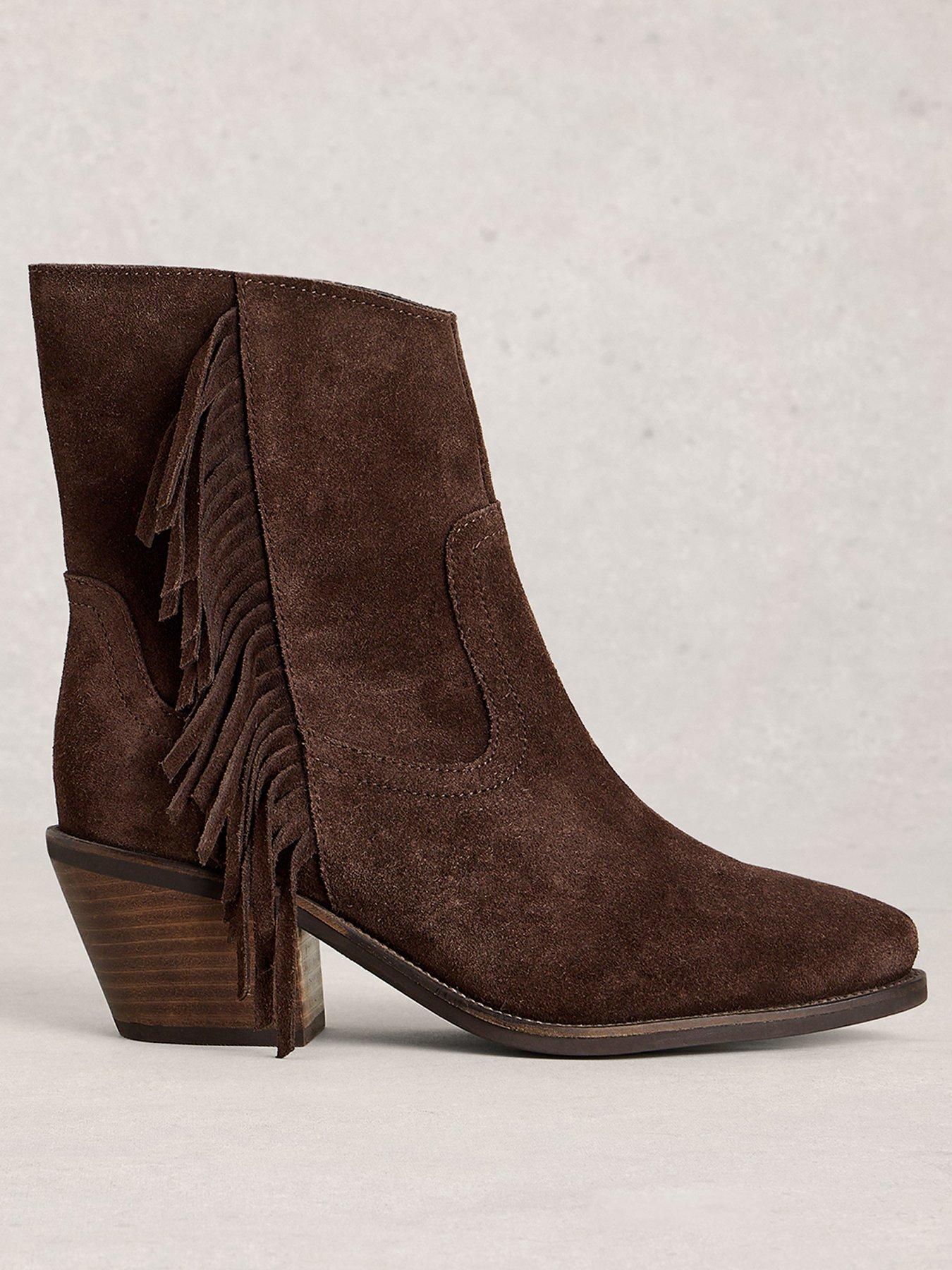 Image 1 of 4 of White Stuff Cherry Fringe Ankle Boot - Brown