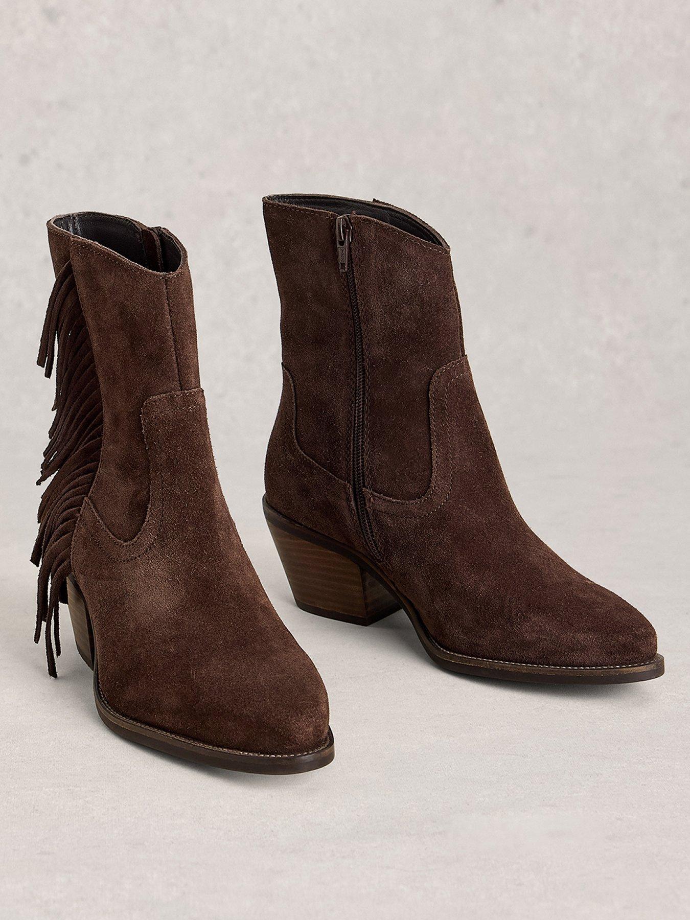 Image 2 of 4 of White Stuff Cherry Fringe Ankle Boot - Brown