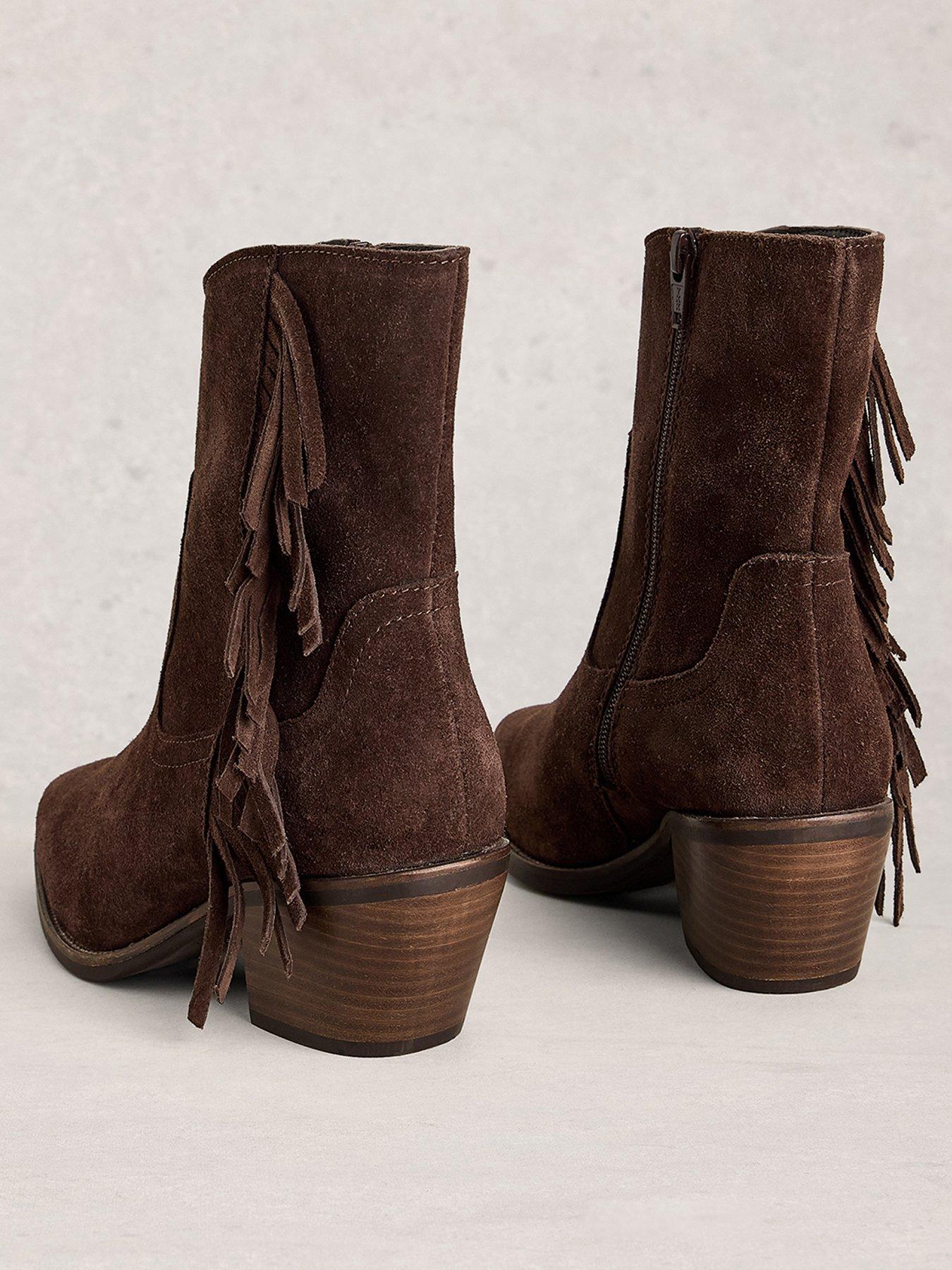 Image 3 of 4 of White Stuff Cherry Fringe Ankle Boot - Brown