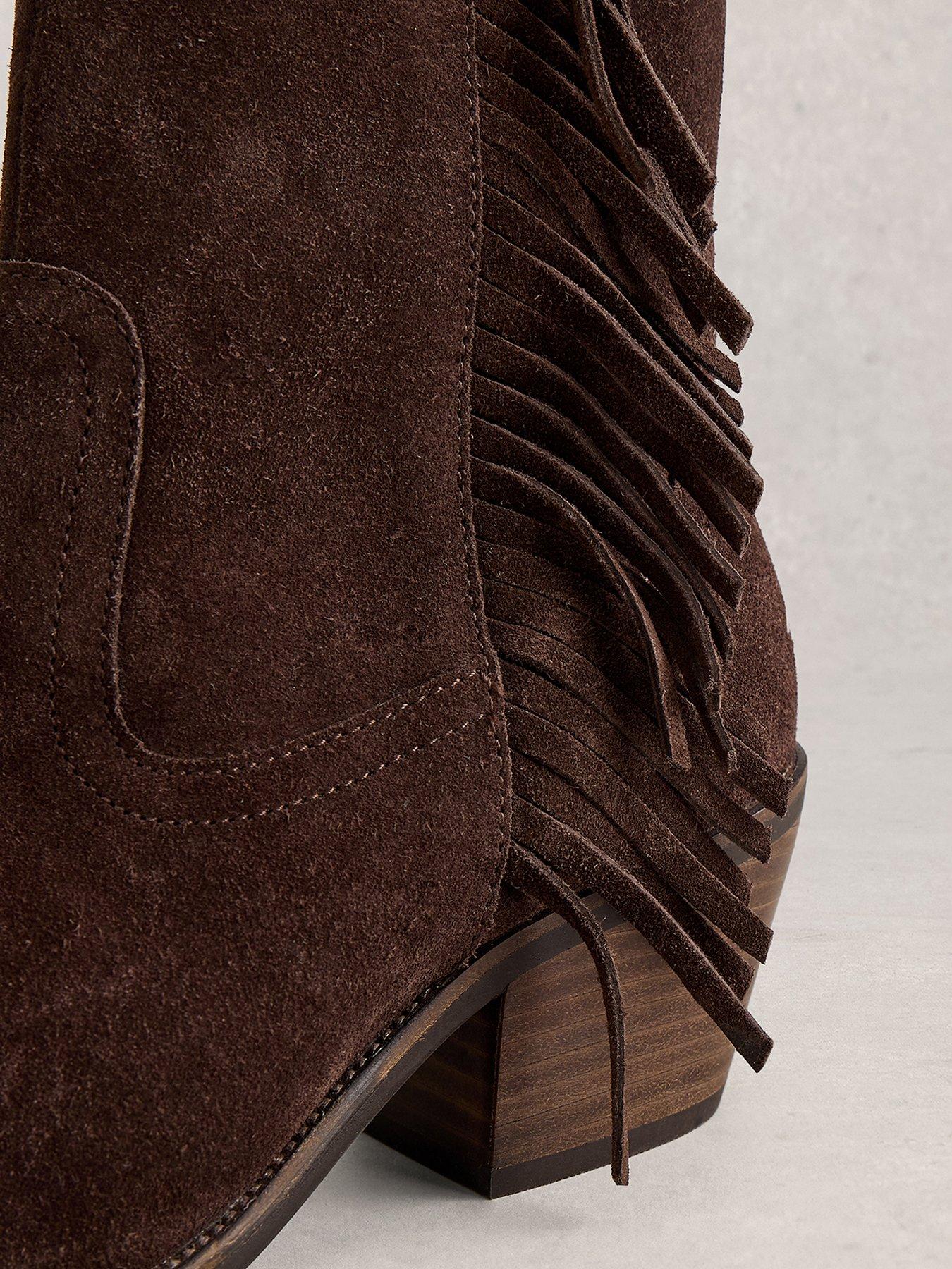 Image 4 of 4 of White Stuff Cherry Fringe Ankle Boot - Brown