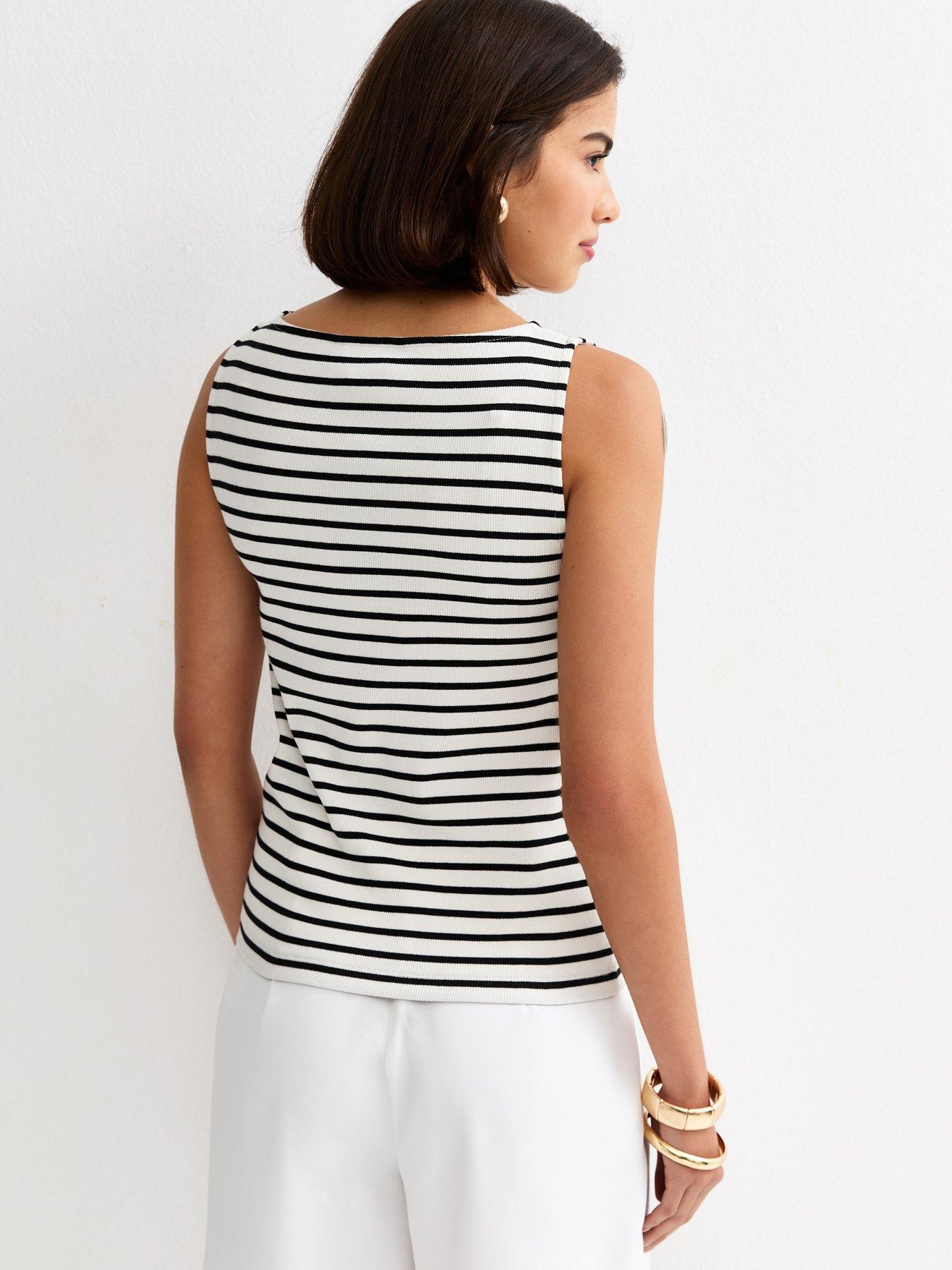 new-look-striped-button-through-tank-top-blackstillFront