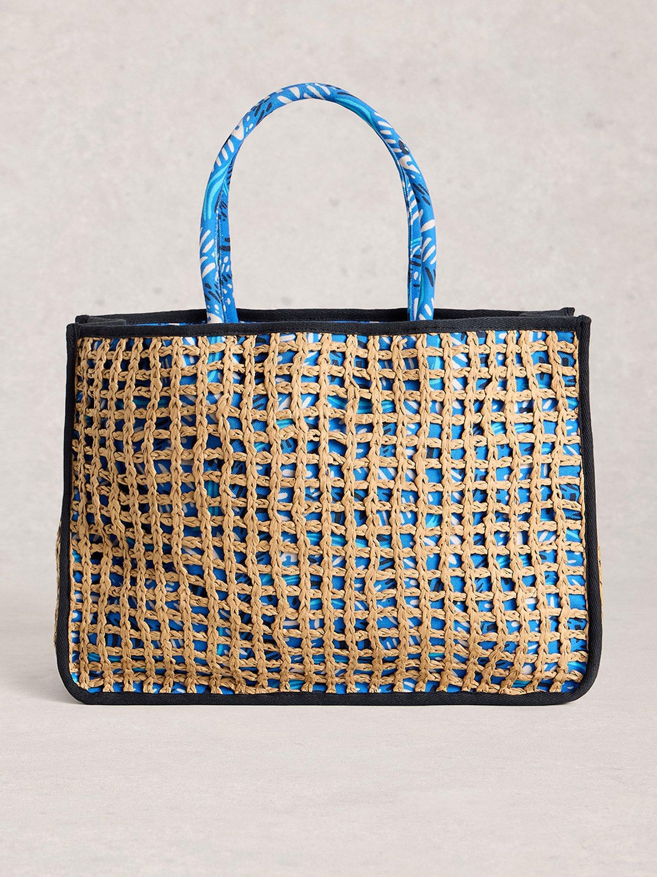 Image 1 of 4 of White Stuff Jasmine Weave Tote Bag - Blue