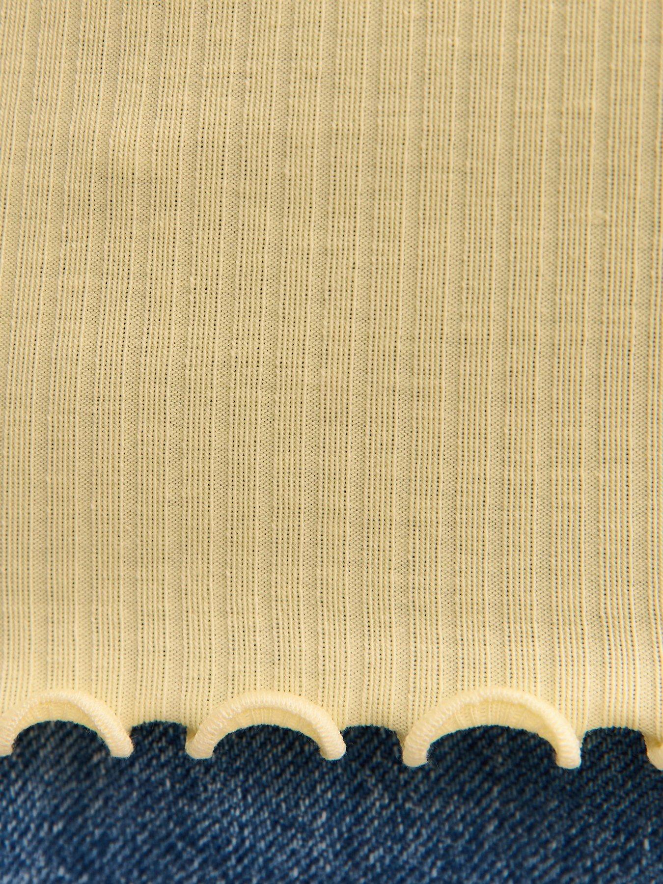 Image 5 of 5 of New Look Short Sleeve Frilly Trimmed Top - Light Yellow