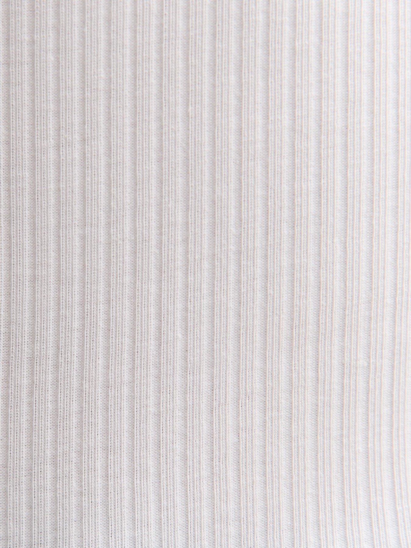 Image 5 of 5 of New Look White Ribbed Jersey Frilly Trim Short Sleeve Top