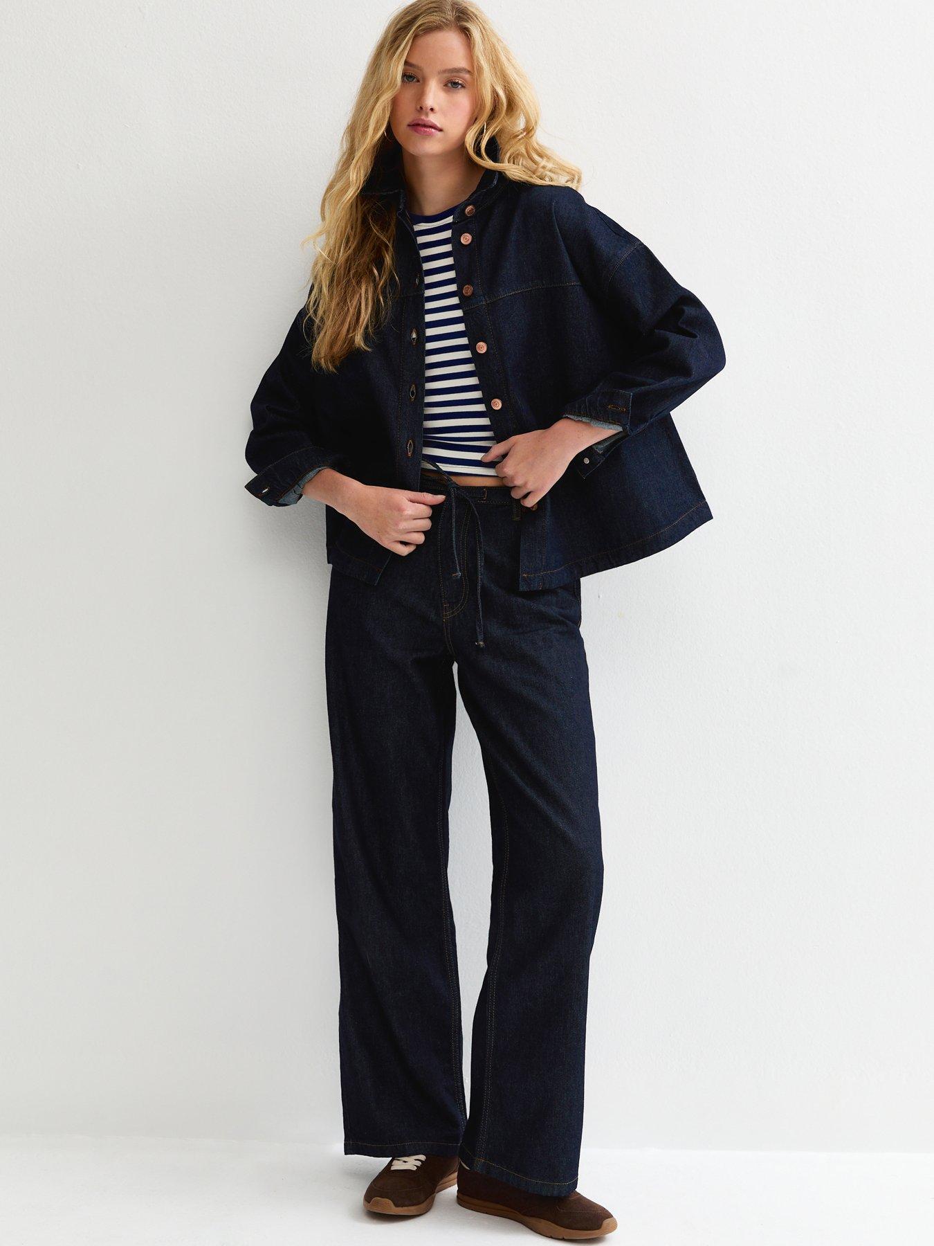 Image 4 of 6 of New Look Striped Cropped T-Shirt - Blue