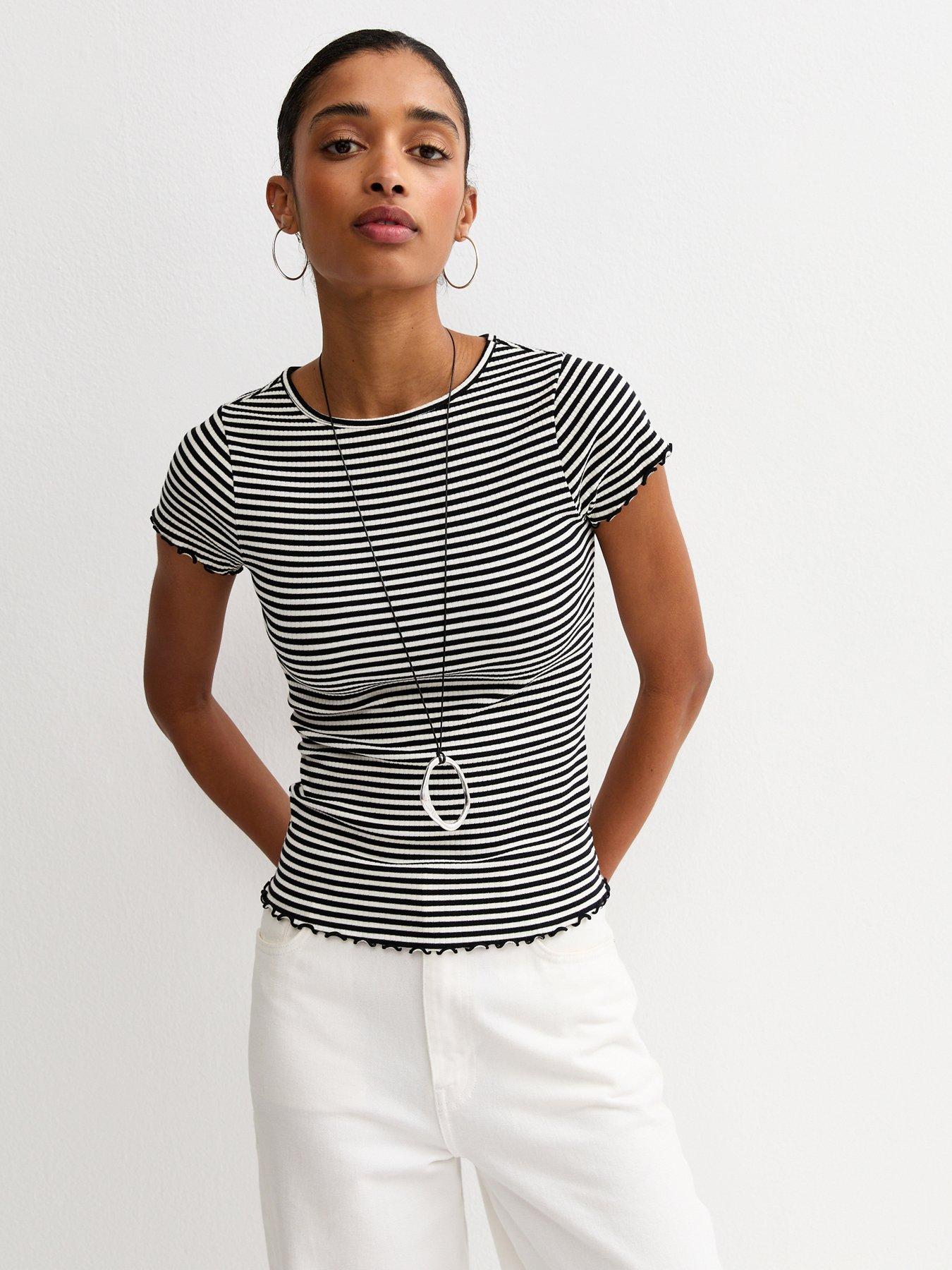 New Look Black Striped Babylock T-shirt