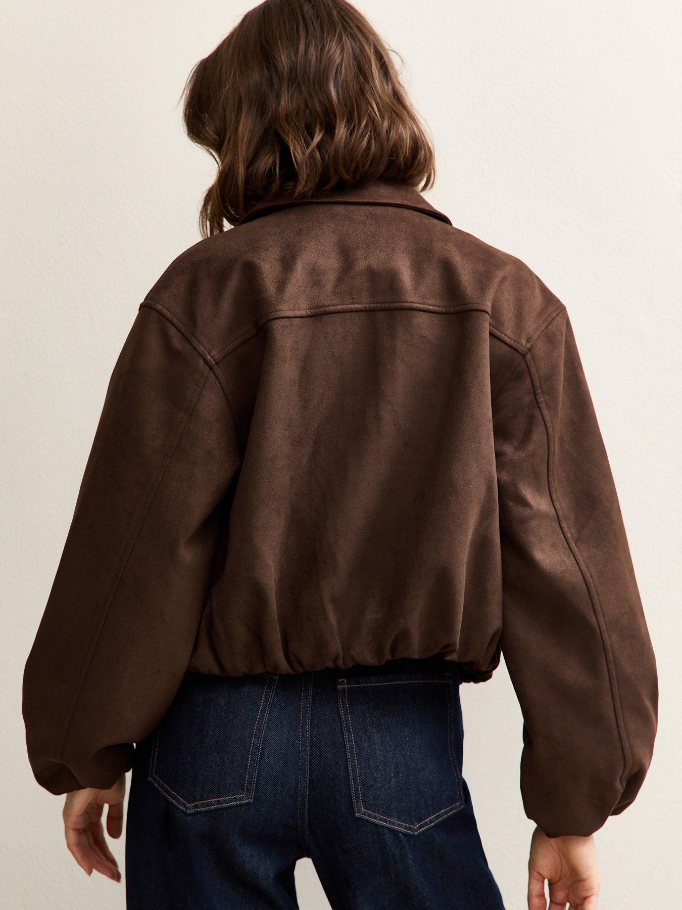 new-look-faux-suede-bubble-hem-jacket-brownstillFront