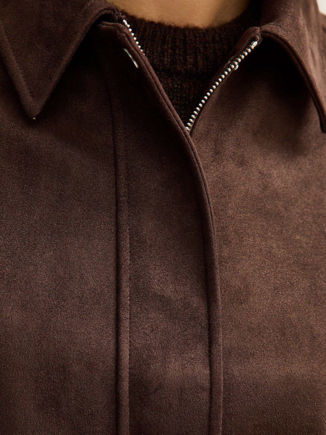 new-look-faux-suede-bubble-hem-jacket-browndetail