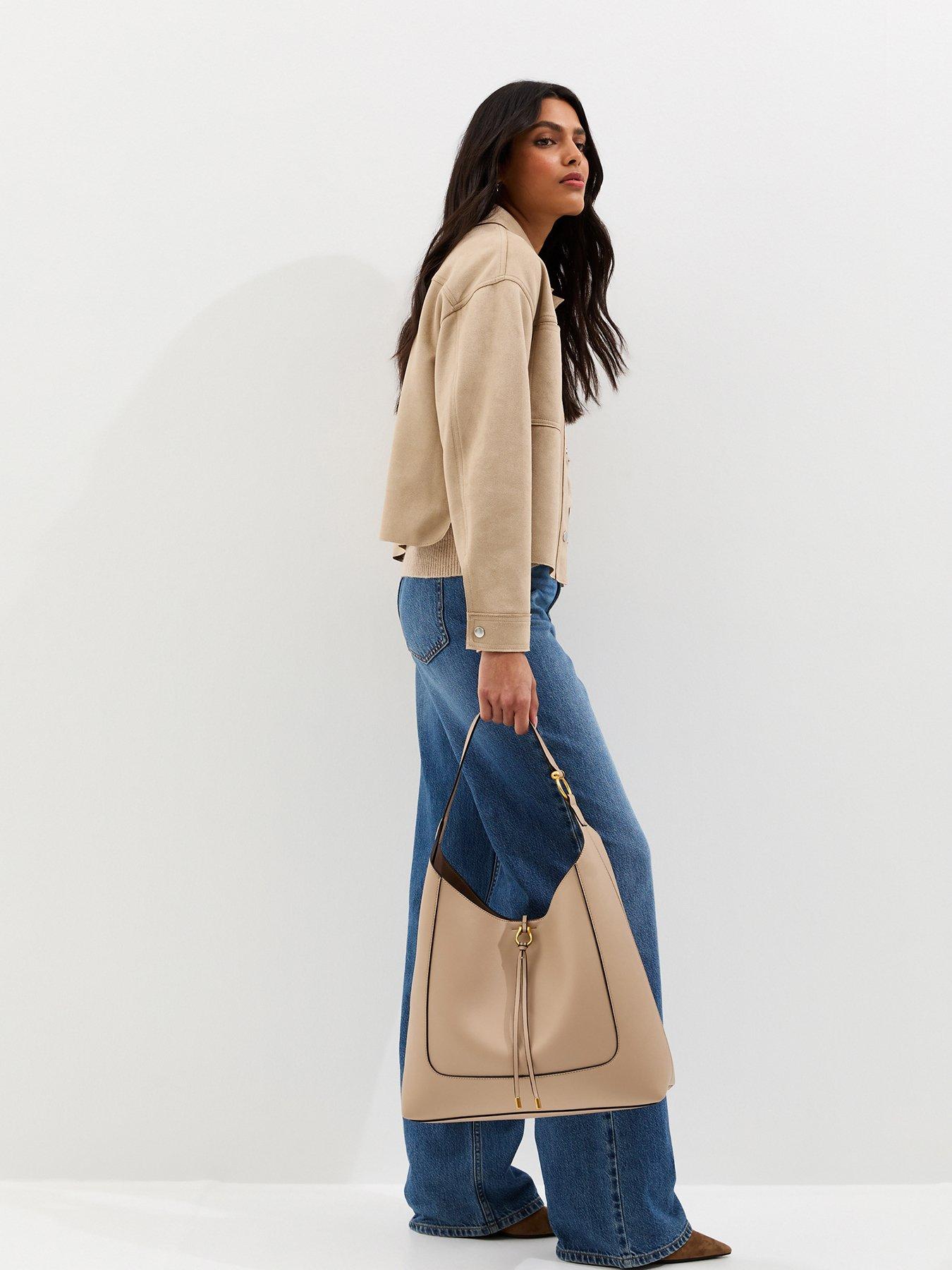Image 4 of 6 of New Look Faux Suede Boxy Shacket - Stone