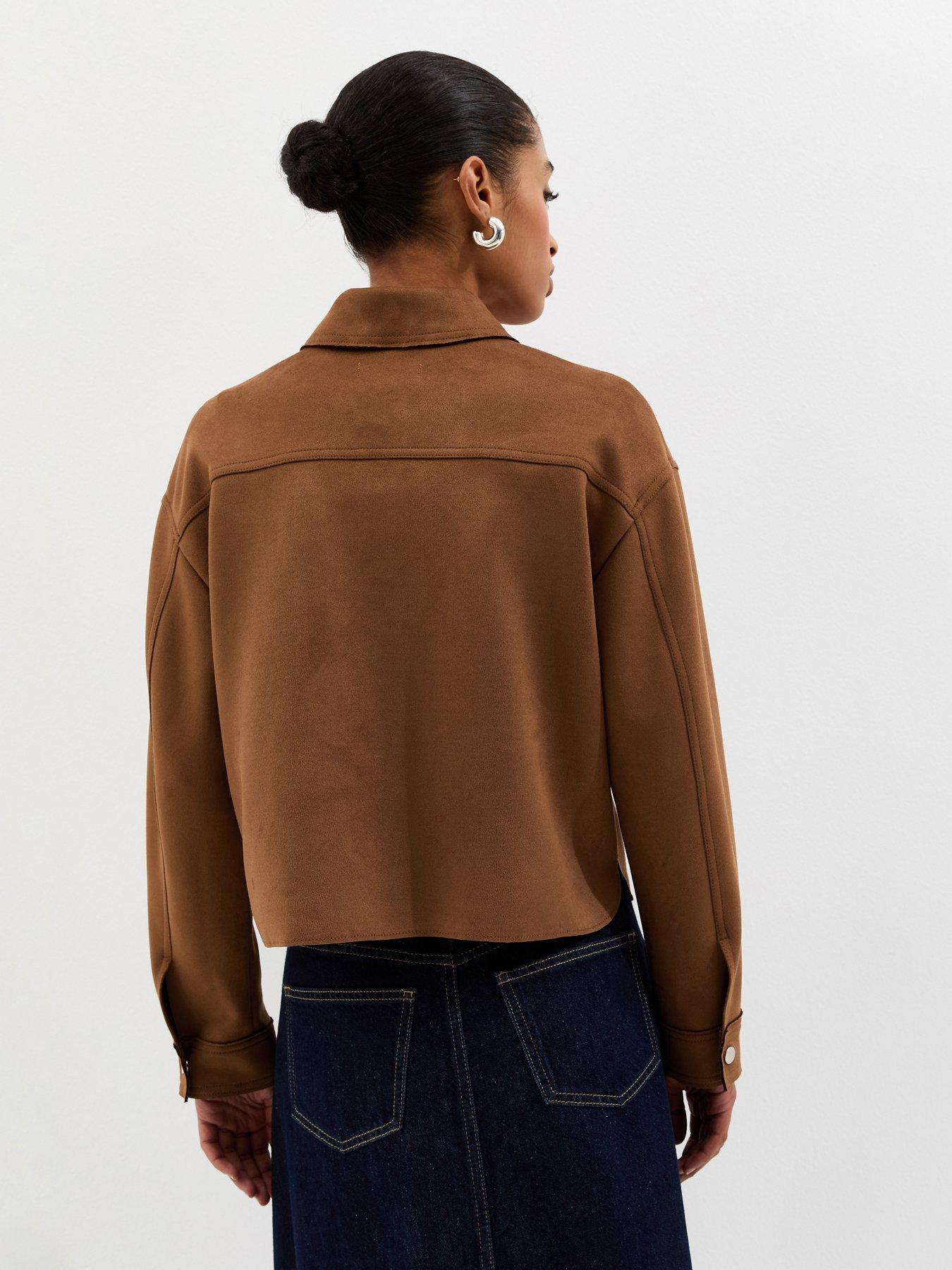 Image 2 of 6 of New Look Tan Faux Suede Boxy Shacket - Brown