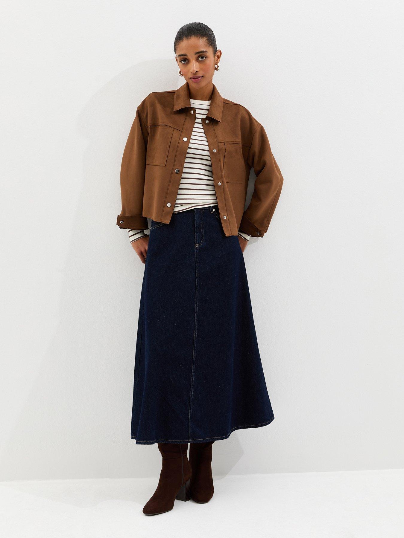 Image 3 of 6 of New Look Tan Faux Suede Boxy Shacket - Brown