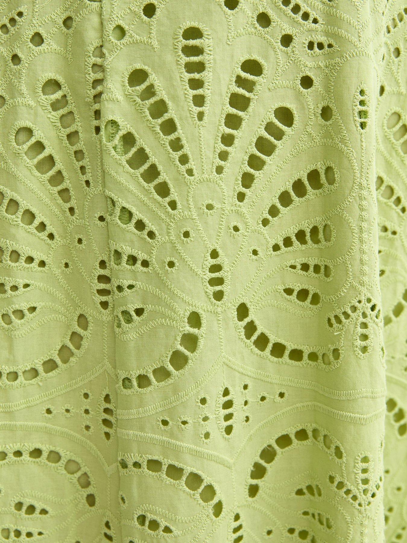 New Look Light Green Broderie Anglaise Puff Sleeve Midi Dress | Very Ireland