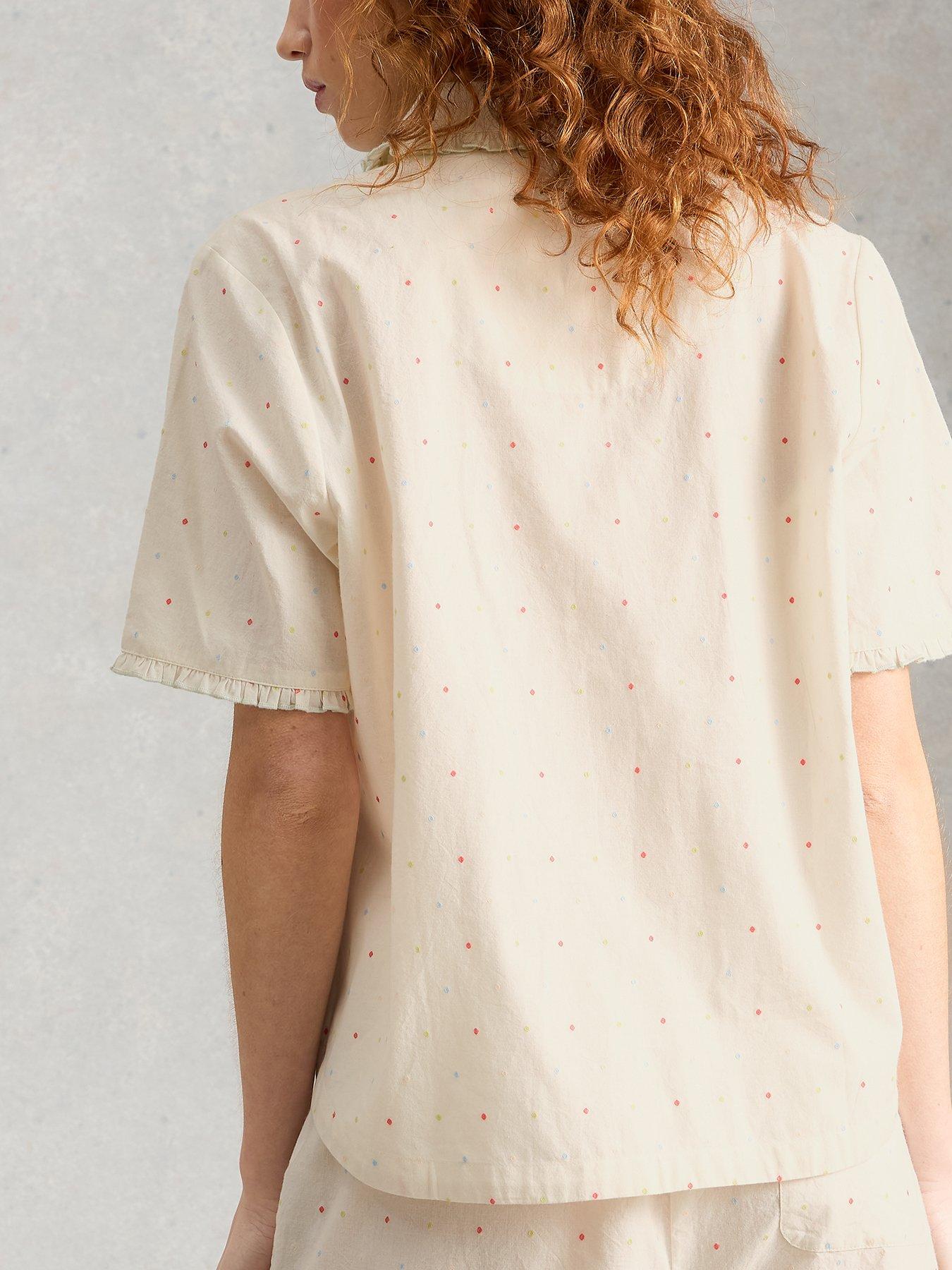 Image 2 of 6 of White Stuff Nelly Short Sleeve Pyjama Shirt - Cream