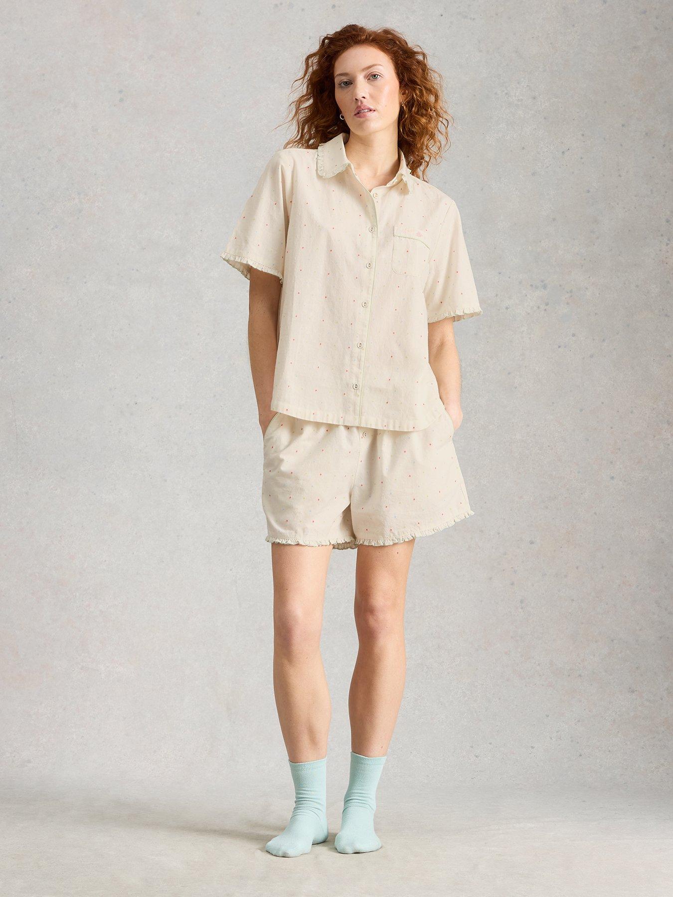 Image 3 of 6 of White Stuff Nelly Short Sleeve Pyjama Shirt - Cream