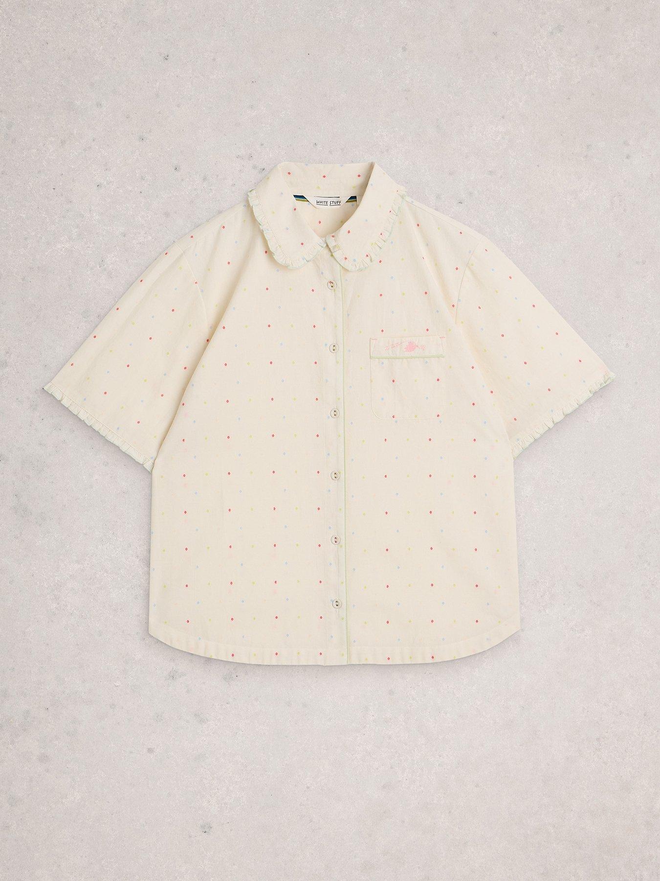Image 5 of 6 of White Stuff Nelly Short Sleeve Pyjama Shirt - Cream