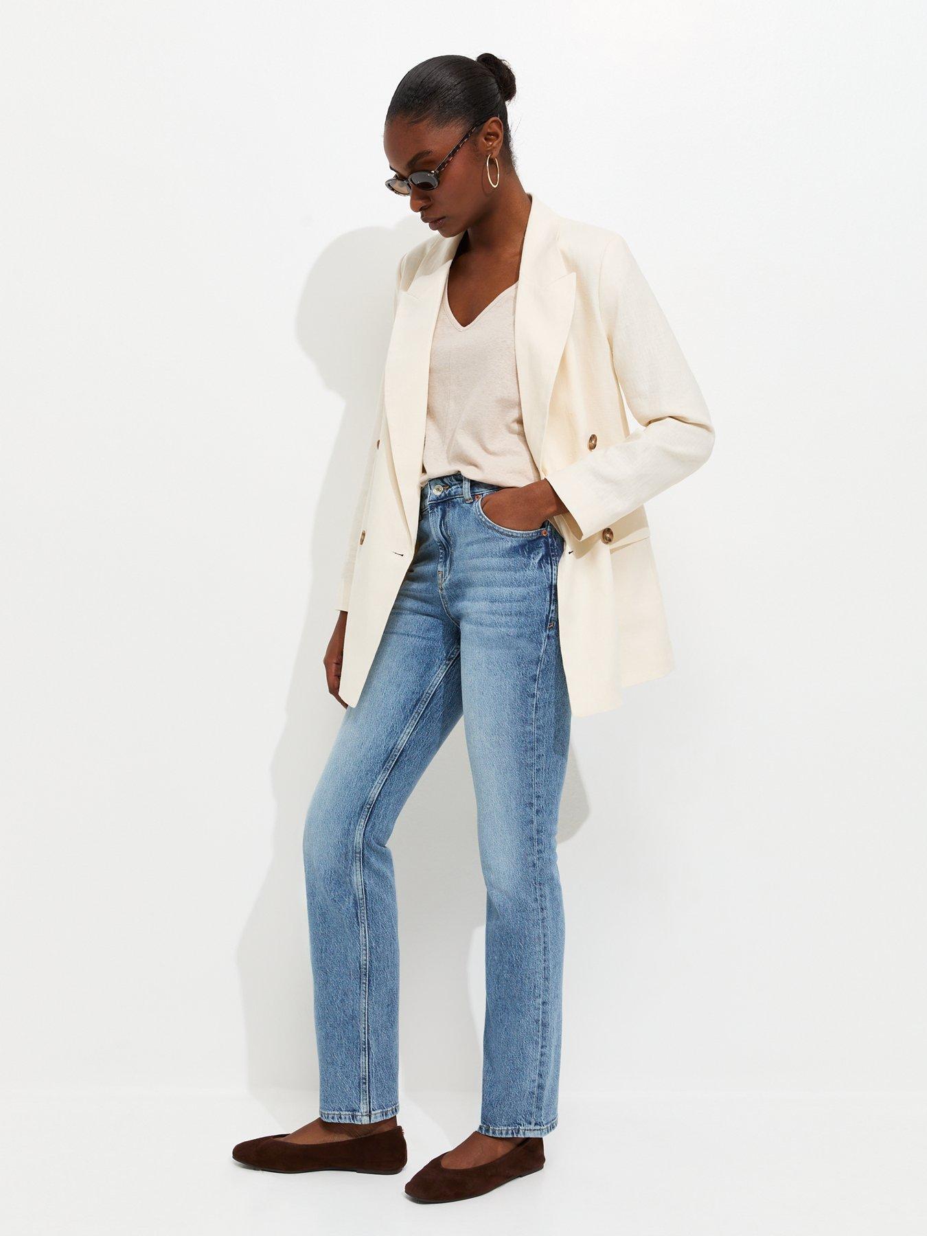 Image 1 of 6 of New Look Mid Straight Leg Jeans - Blue