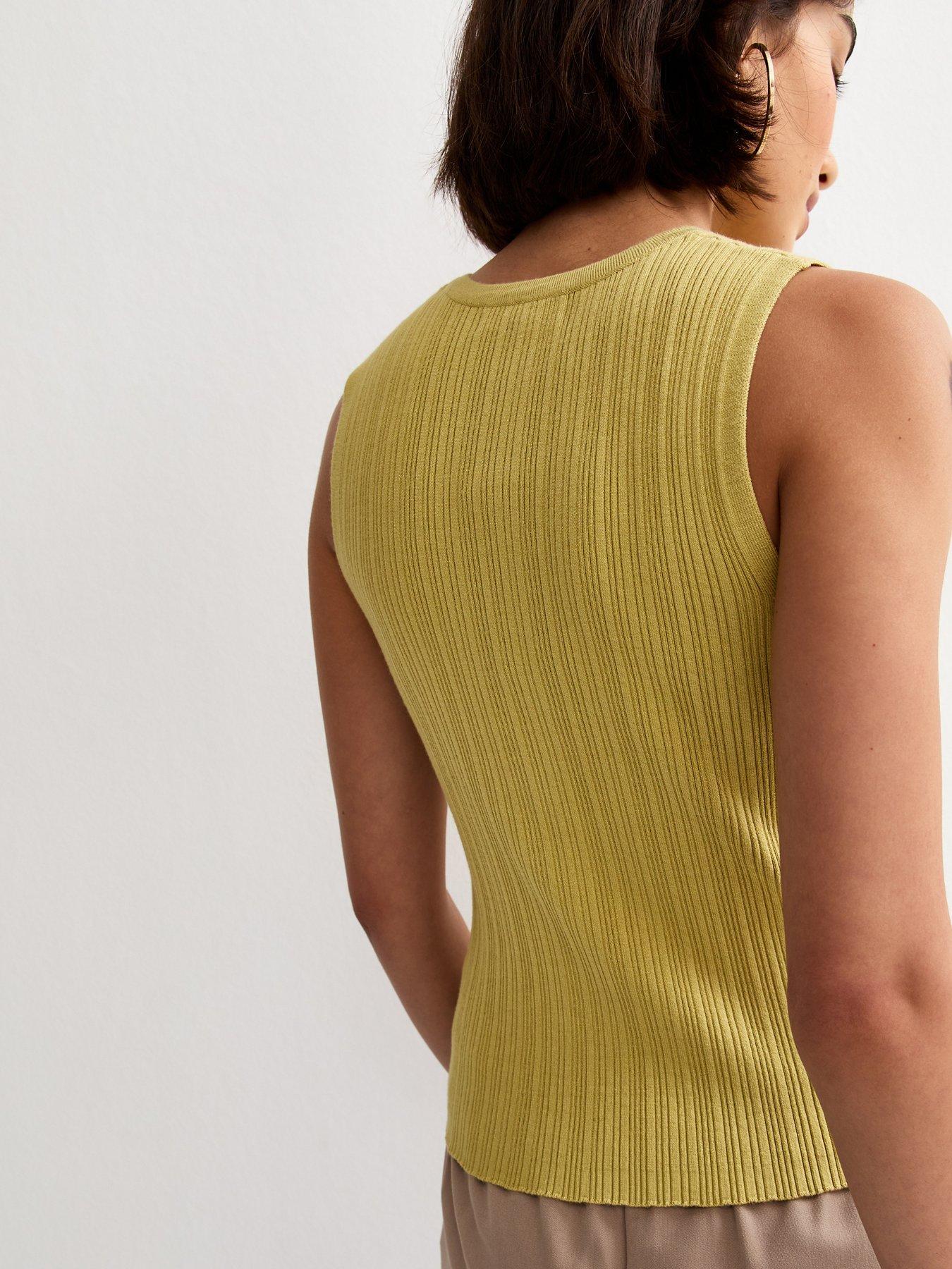 new-look-lightweight-rib-button-vest-top-greenstillFront