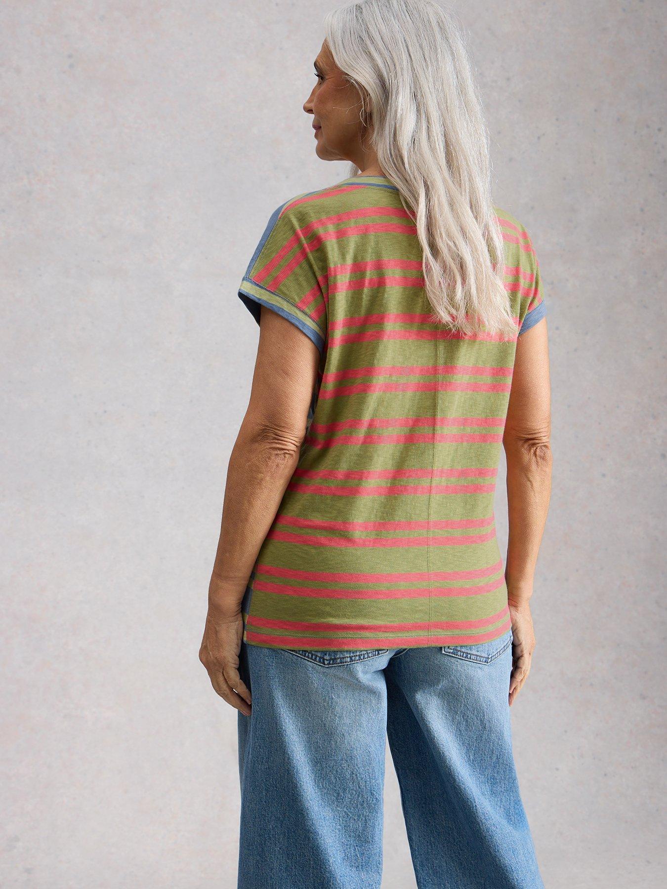 Image 2 of 6 of White Stuff Nelly Notch Stripe Tee - Blue
