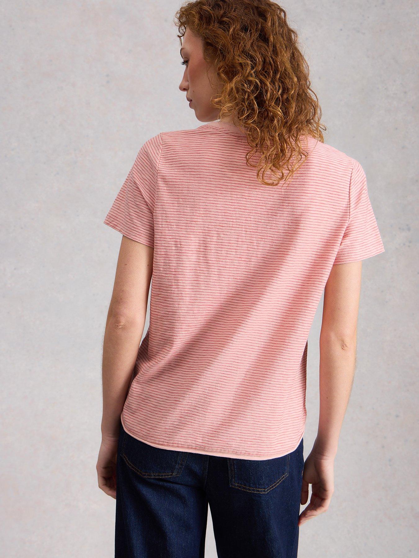 Image 2 of 6 of White Stuff Clara Texture Short Sleeve T-Shirt - Pink