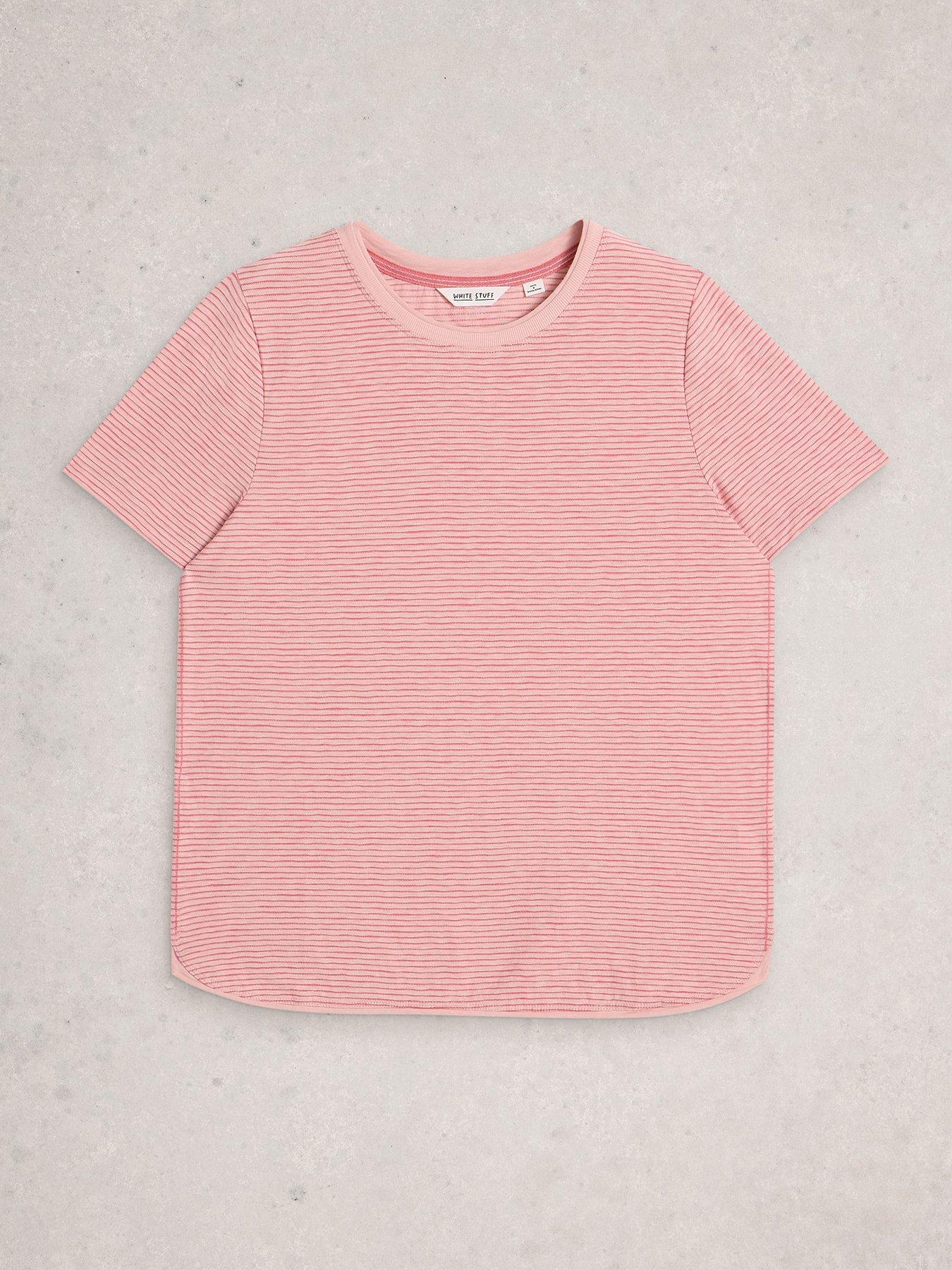 Image 5 of 6 of White Stuff Clara Texture Short Sleeve T-Shirt - Pink