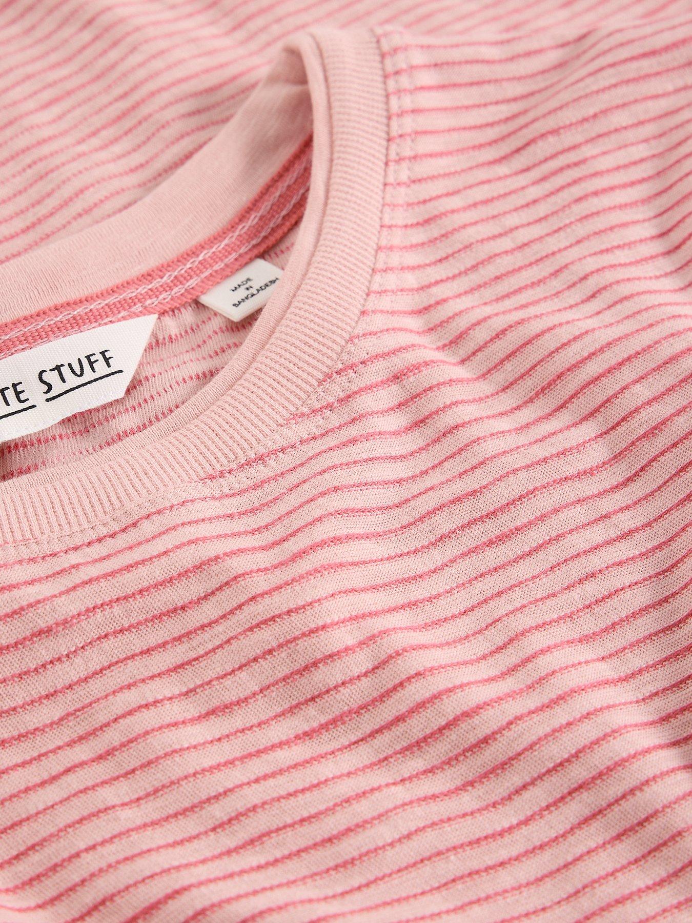 Image 6 of 6 of White Stuff Clara Texture Short Sleeve T-Shirt - Pink