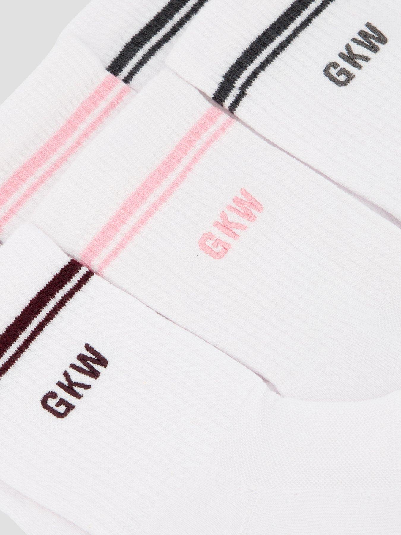Image 3 of 3 of Gym King Womens Rib Knit Socks (3pk) - Cream/Pink