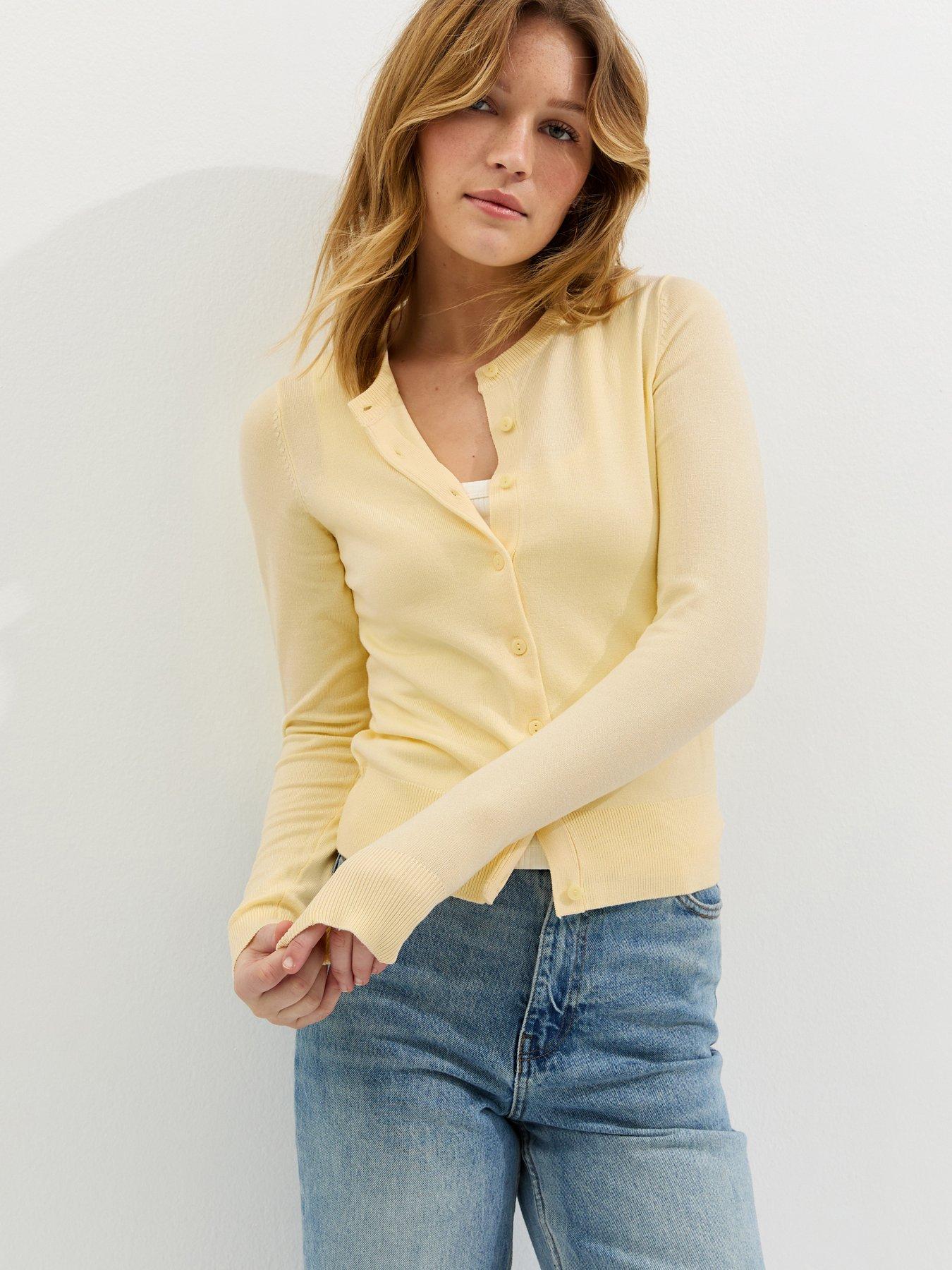 new-look-knit-crew-neck-button-up-cardigan-light-yellowfront