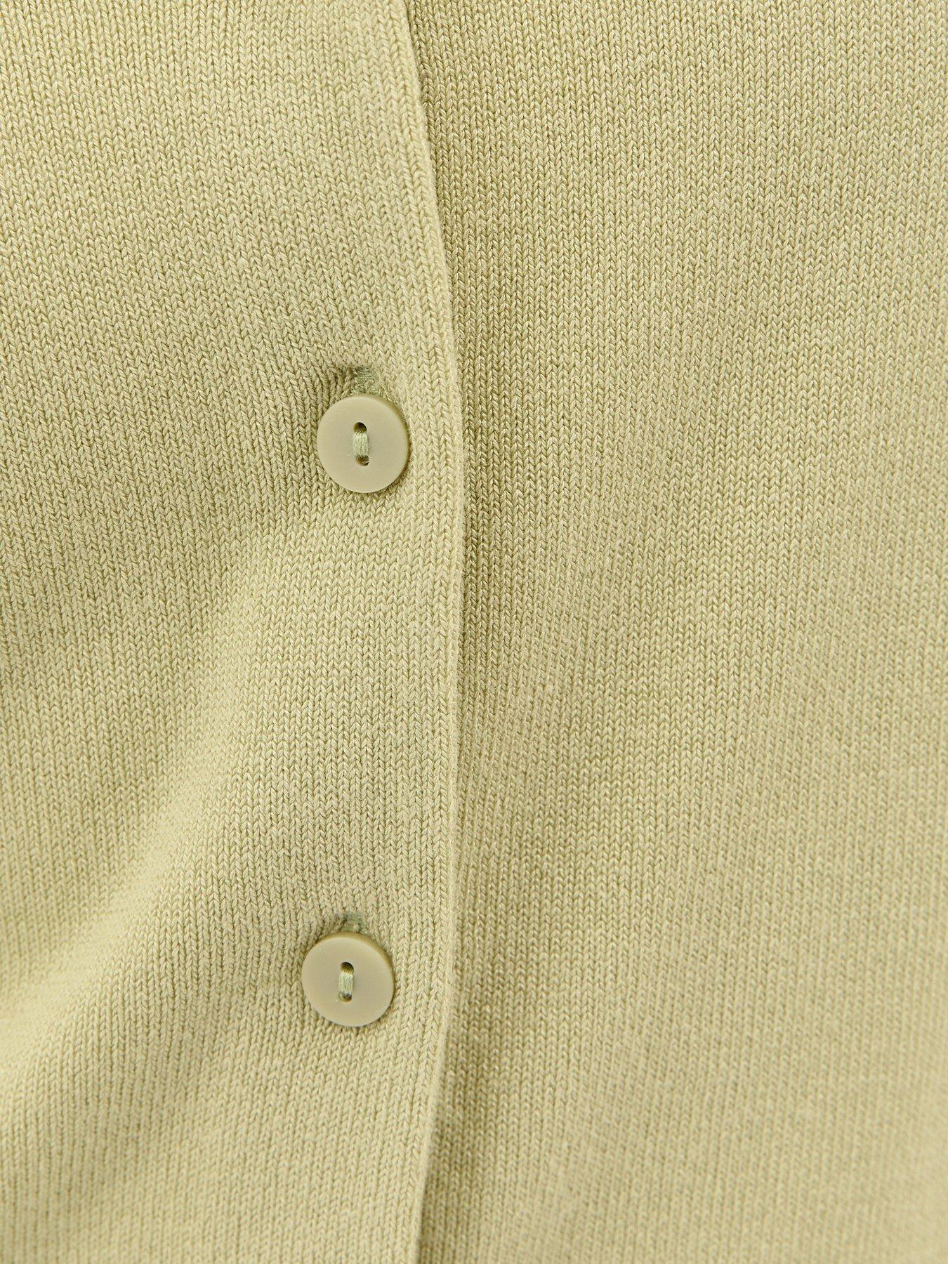 Image 5 of 5 of New Look Knit Crew Neck Button Up Cardigan - Light Green