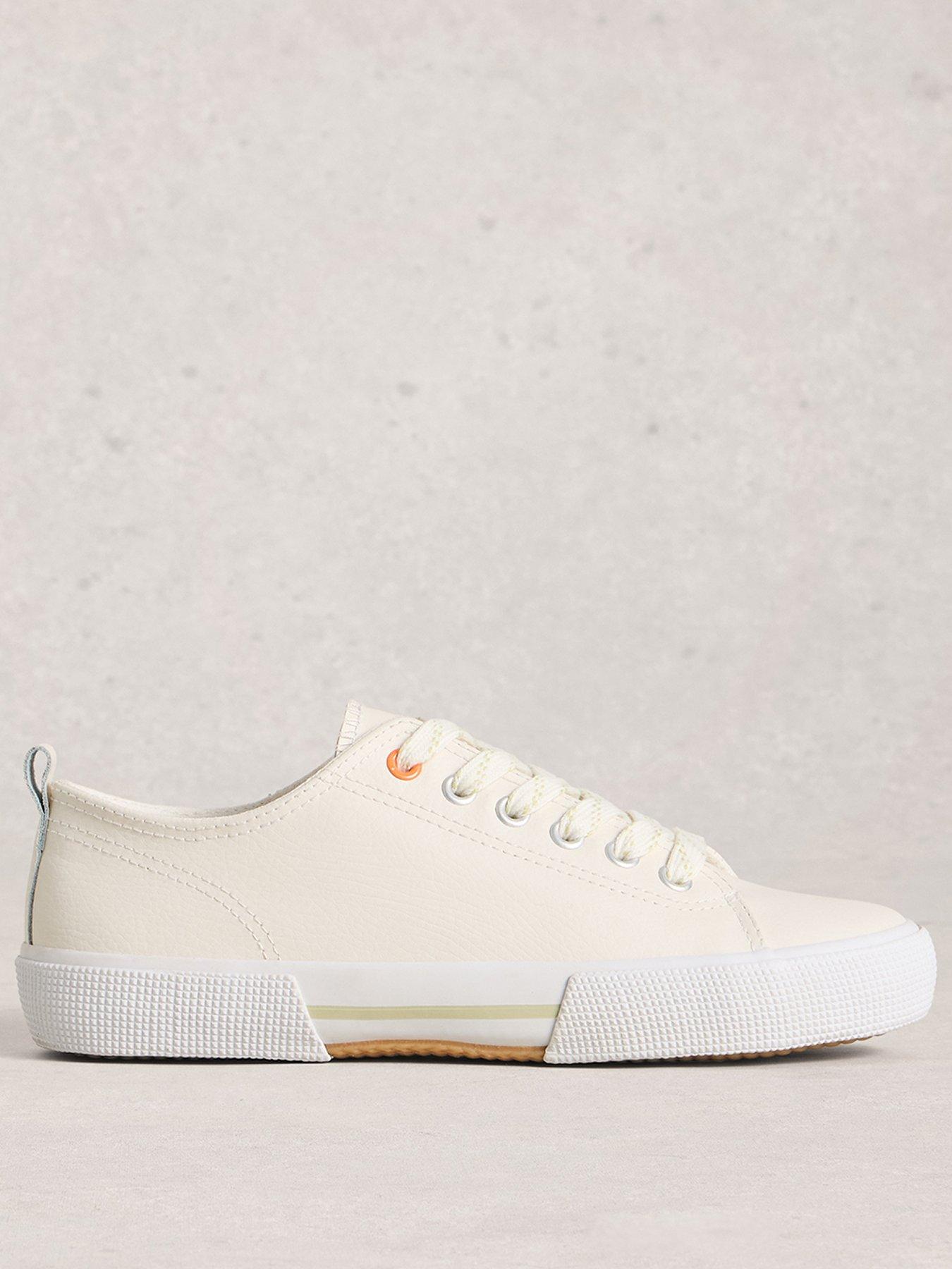 Image 1 of 4 of White Stuff Pippa Leather Lace Up Trainer - White