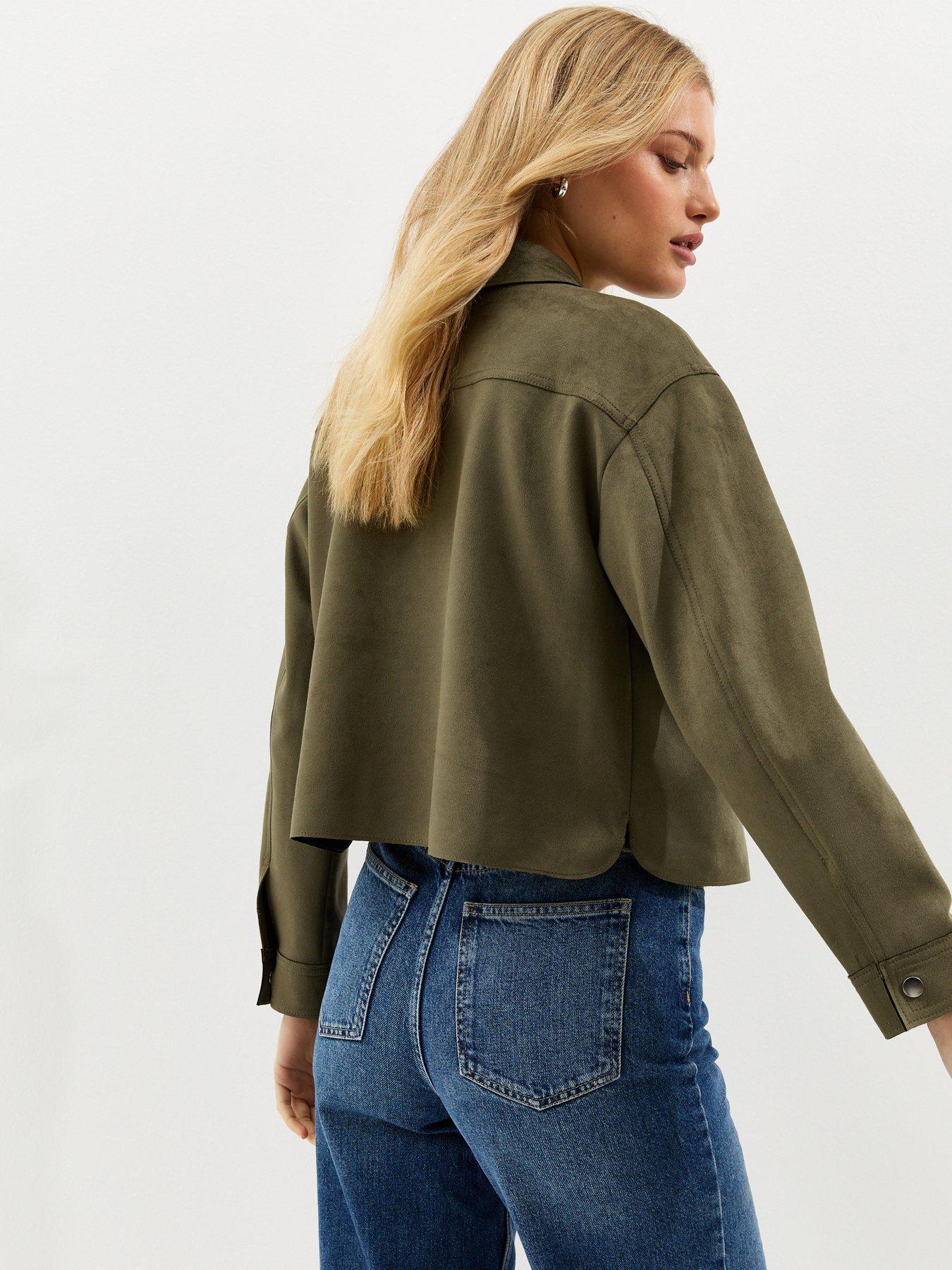 Image 2 of 5 of New Look Light Khaki Faux Suede Boxy Shacket
