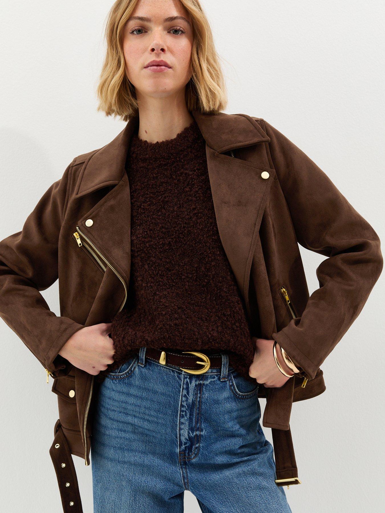 new-look-dark-brown-oversized-faux-suede-biker-jacketfront