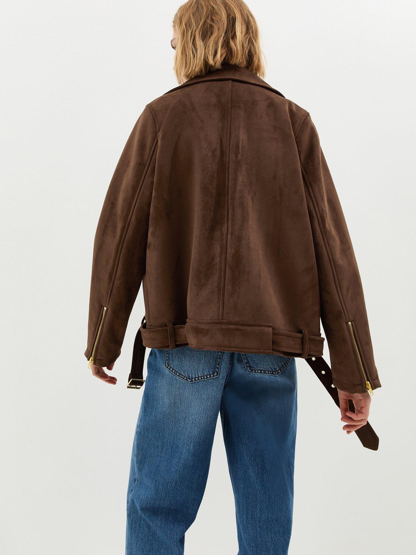 new-look-dark-brown-oversized-faux-suede-biker-jacketstillFront