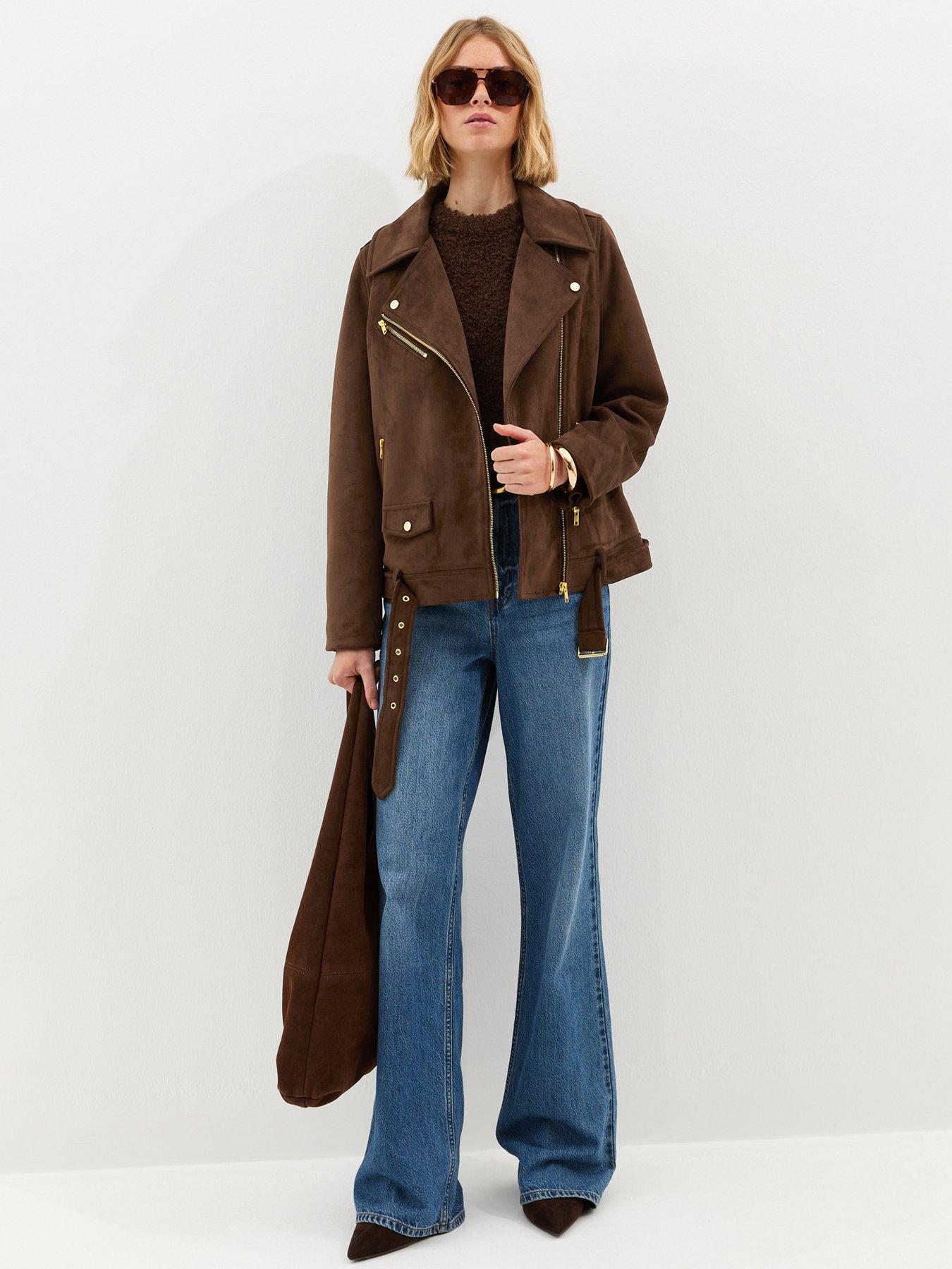 new-look-dark-brown-oversized-faux-suede-biker-jacketback
