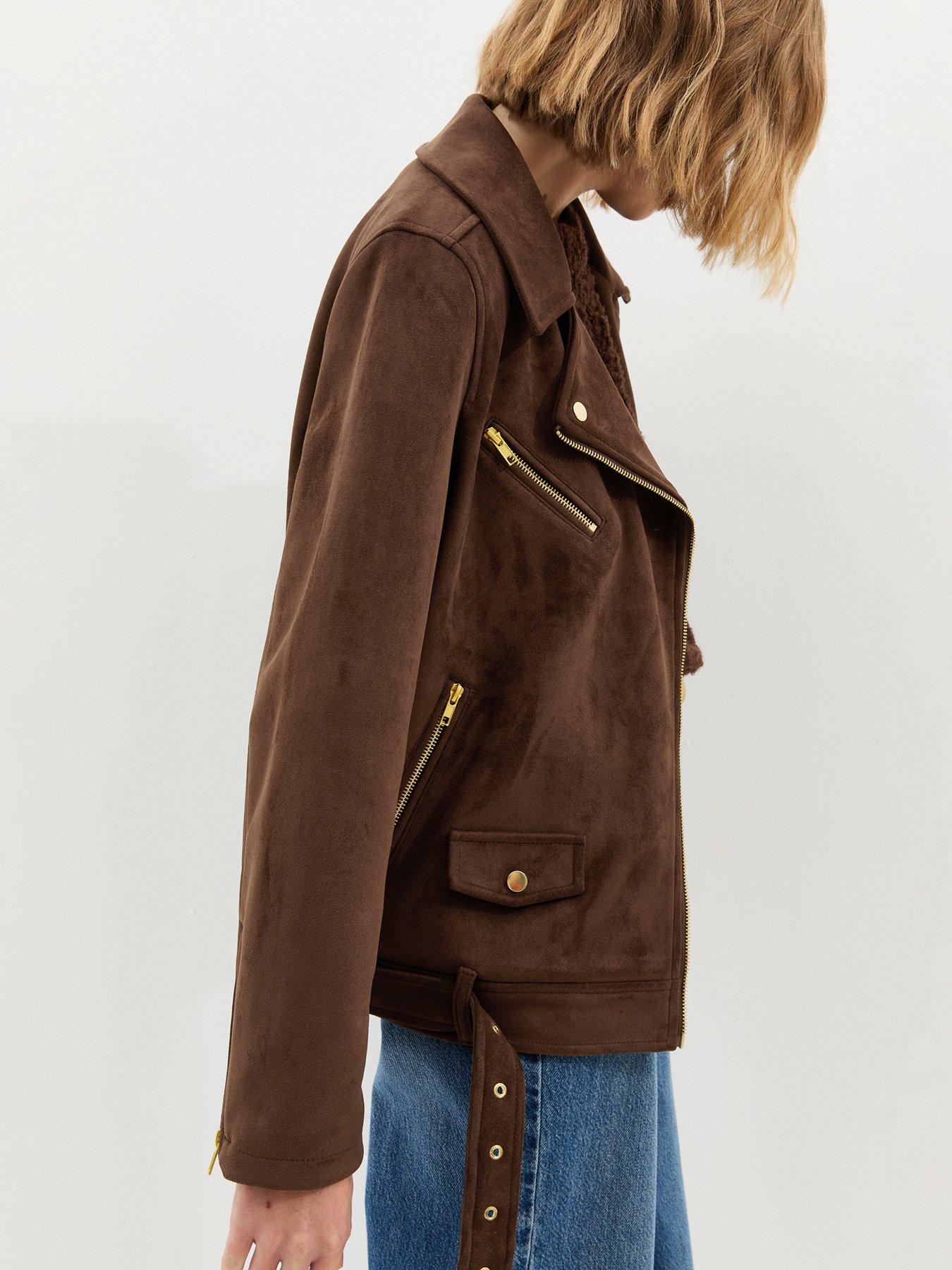new-look-dark-brown-oversized-faux-suede-biker-jacketoutfit