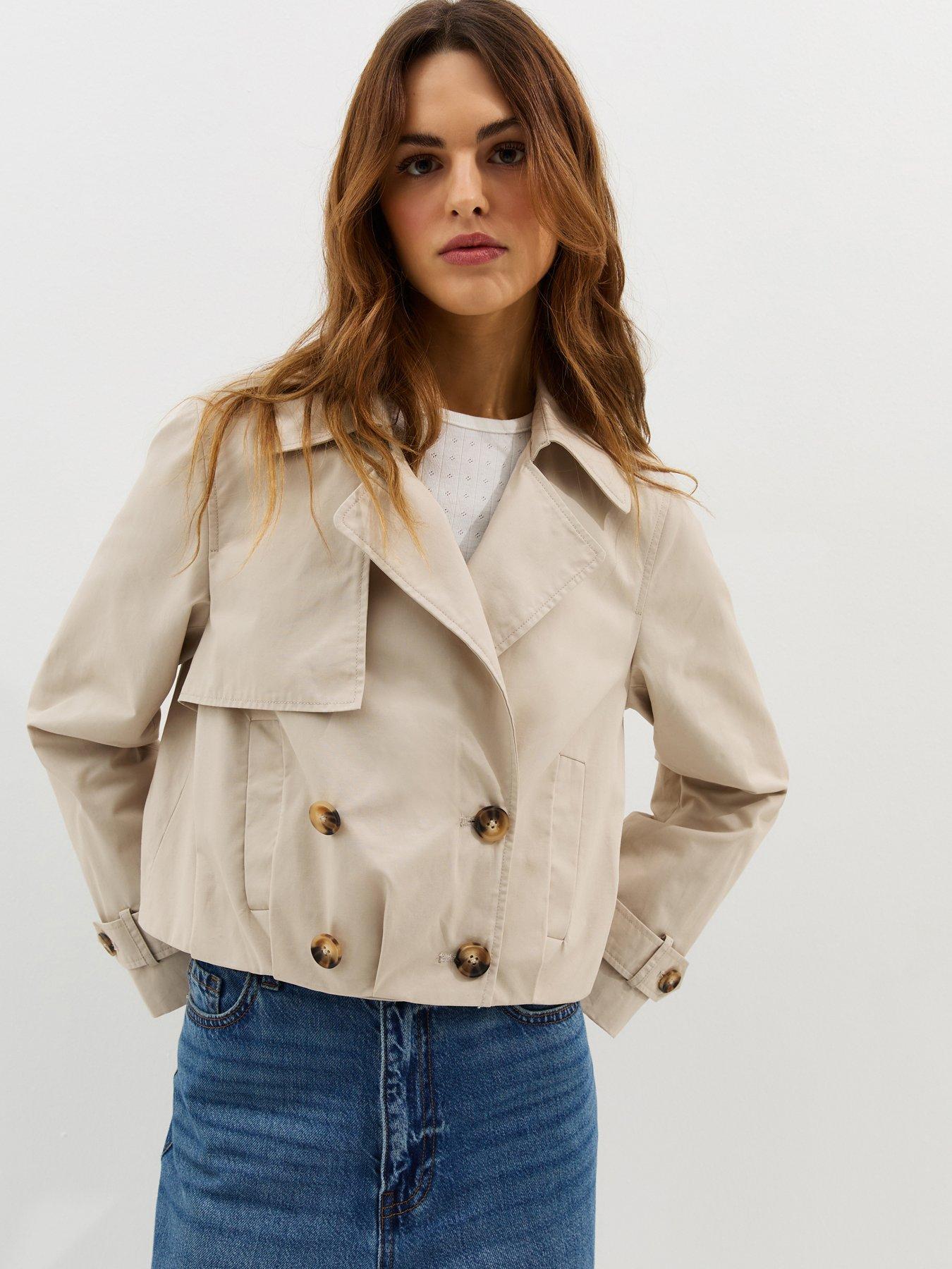 New Look Stone Cropped Trench Mac Jacket