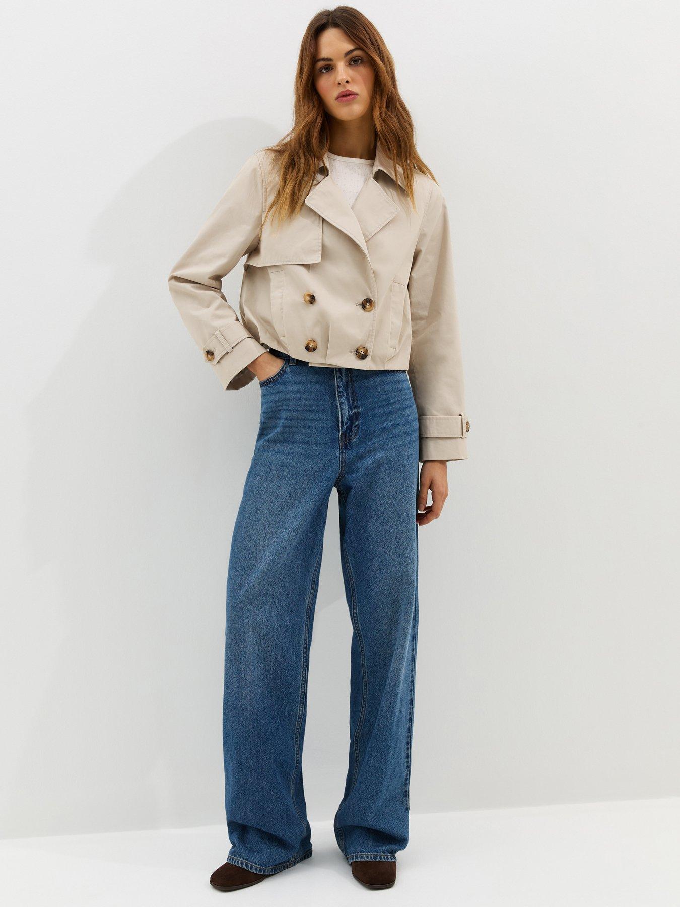 Image 3 of 6 of New Look Stone Cropped Trench Mac Jacket