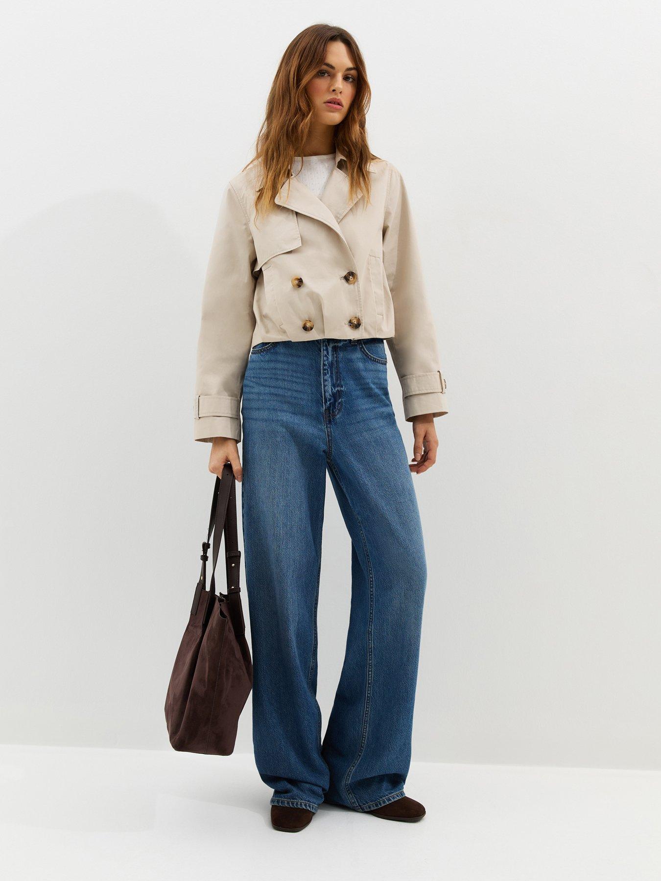 Image 4 of 6 of New Look Stone Cropped Trench Mac Jacket
