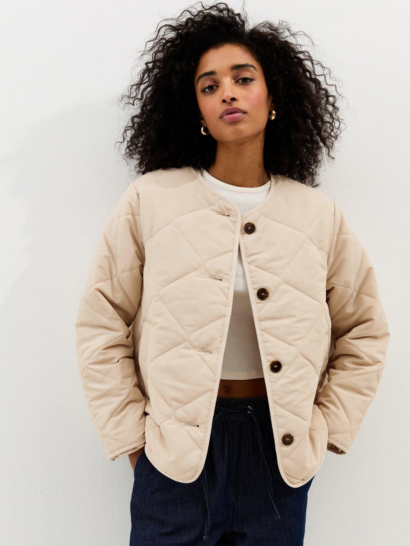 New Look Stone Soft Touch Quilted Jacket