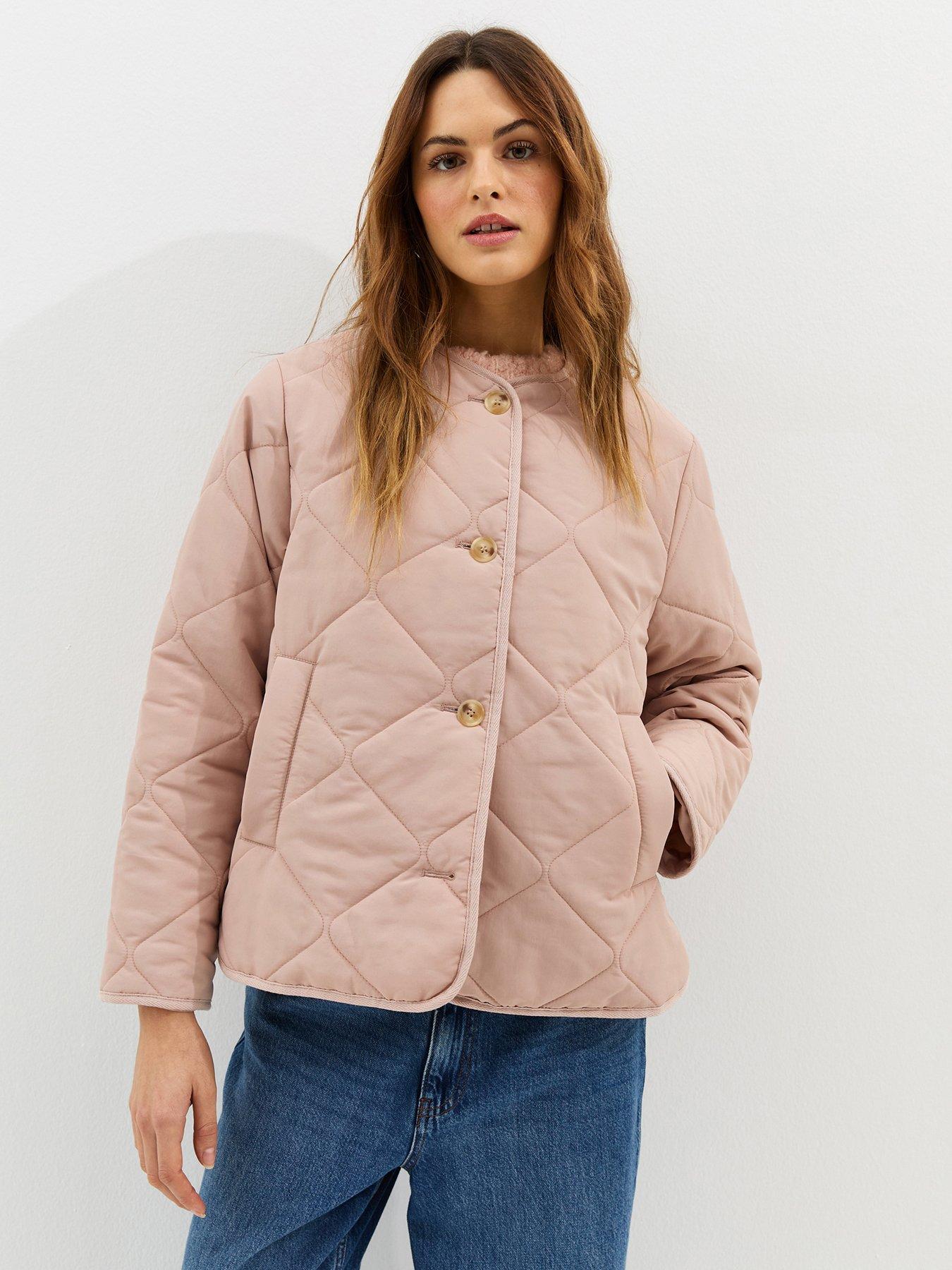 New Look Pale Soft Touch Quilted Jacket - Pink